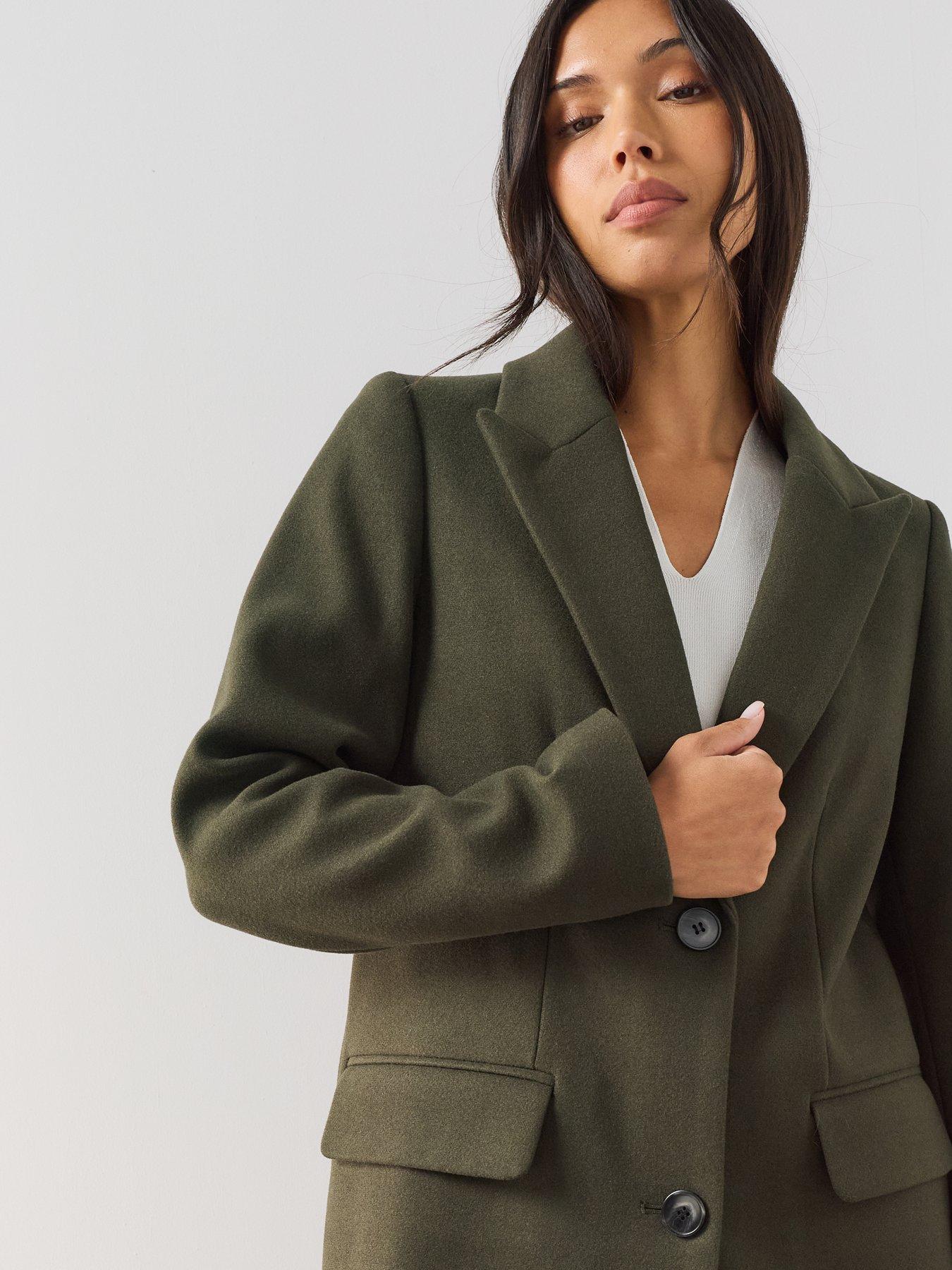 Image 5 of 7 of The Very Collection Womens Longline Single Breasted Notch Lapel Coat - Green