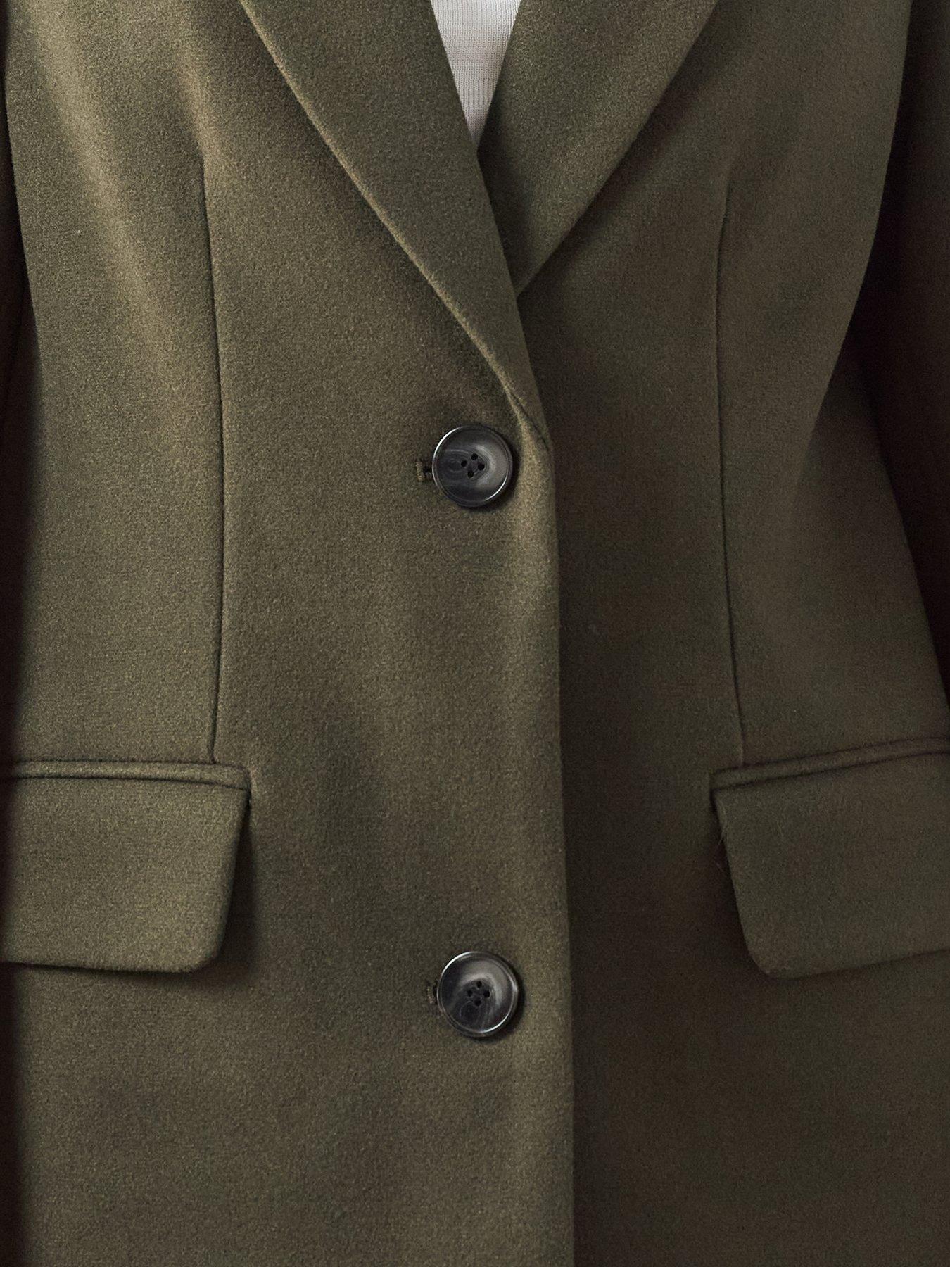 Image 6 of 7 of The Very Collection Womens Longline Single Breasted Notch Lapel Coat - Green