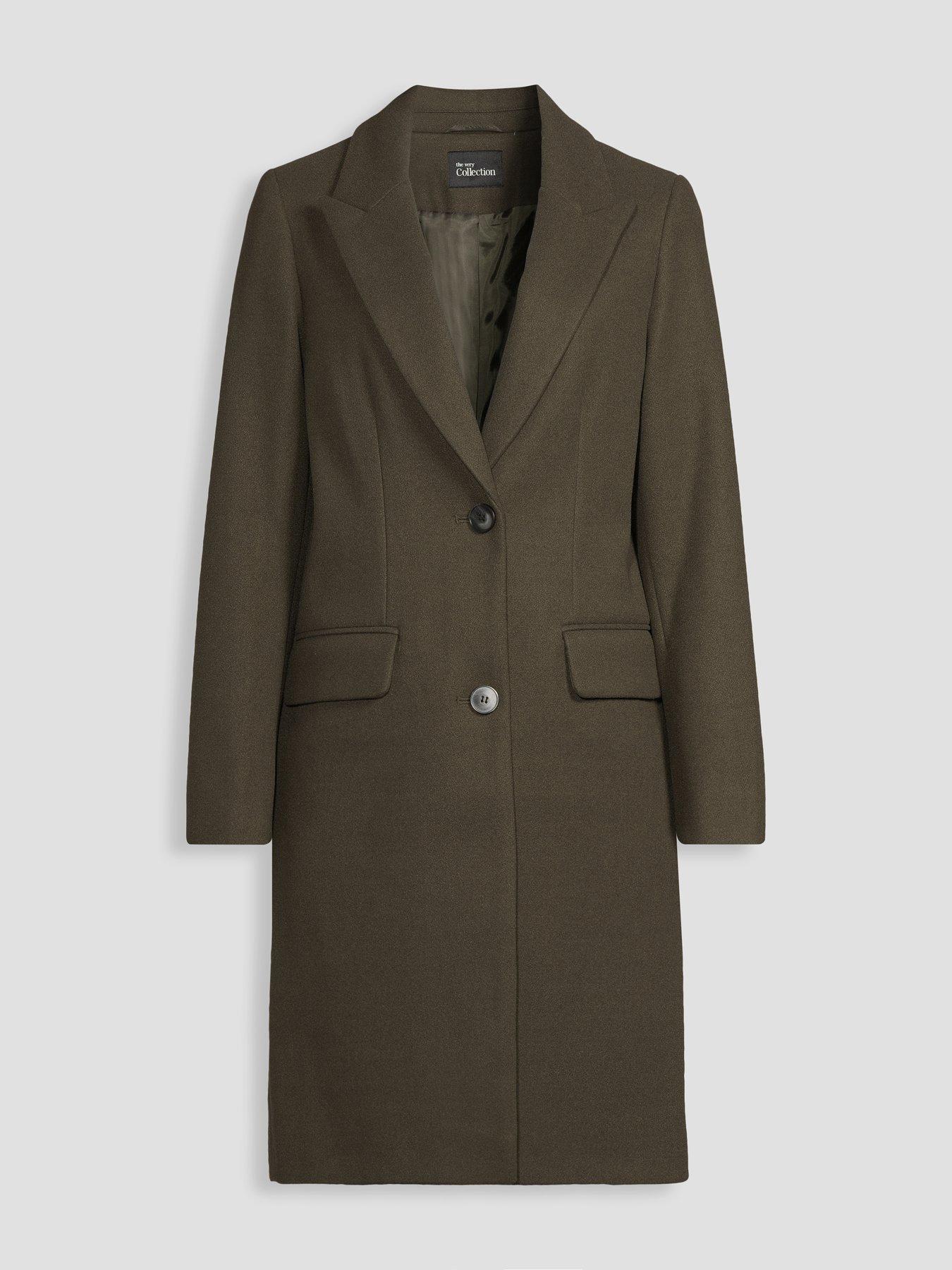 Image 7 of 7 of The Very Collection Womens Longline Single Breasted Notch Lapel Coat - Green