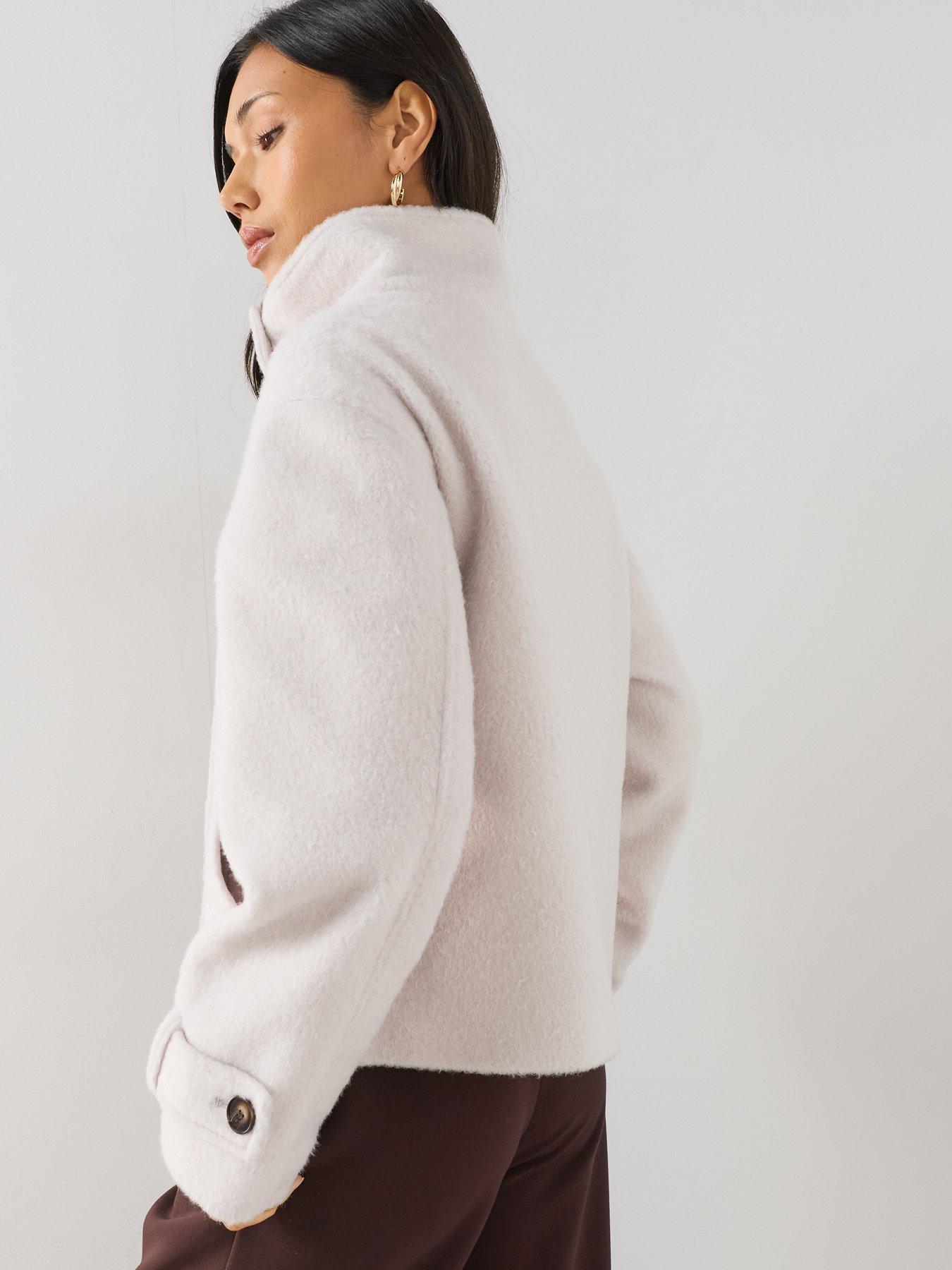 Image 2 of 7 of The Very Collection Womens Funnel Neck Button-Through Coat - Cream