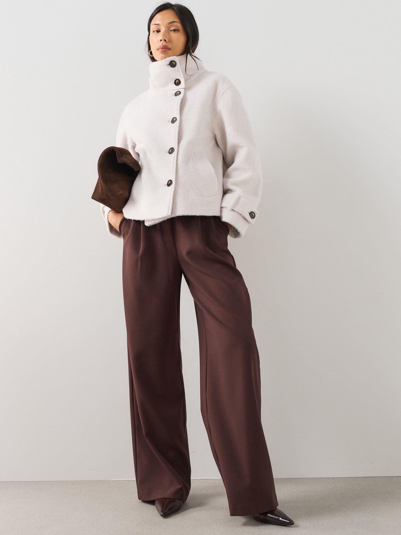 Image 3 of 7 of The Very Collection Womens Funnel Neck Button-Through Coat - Cream