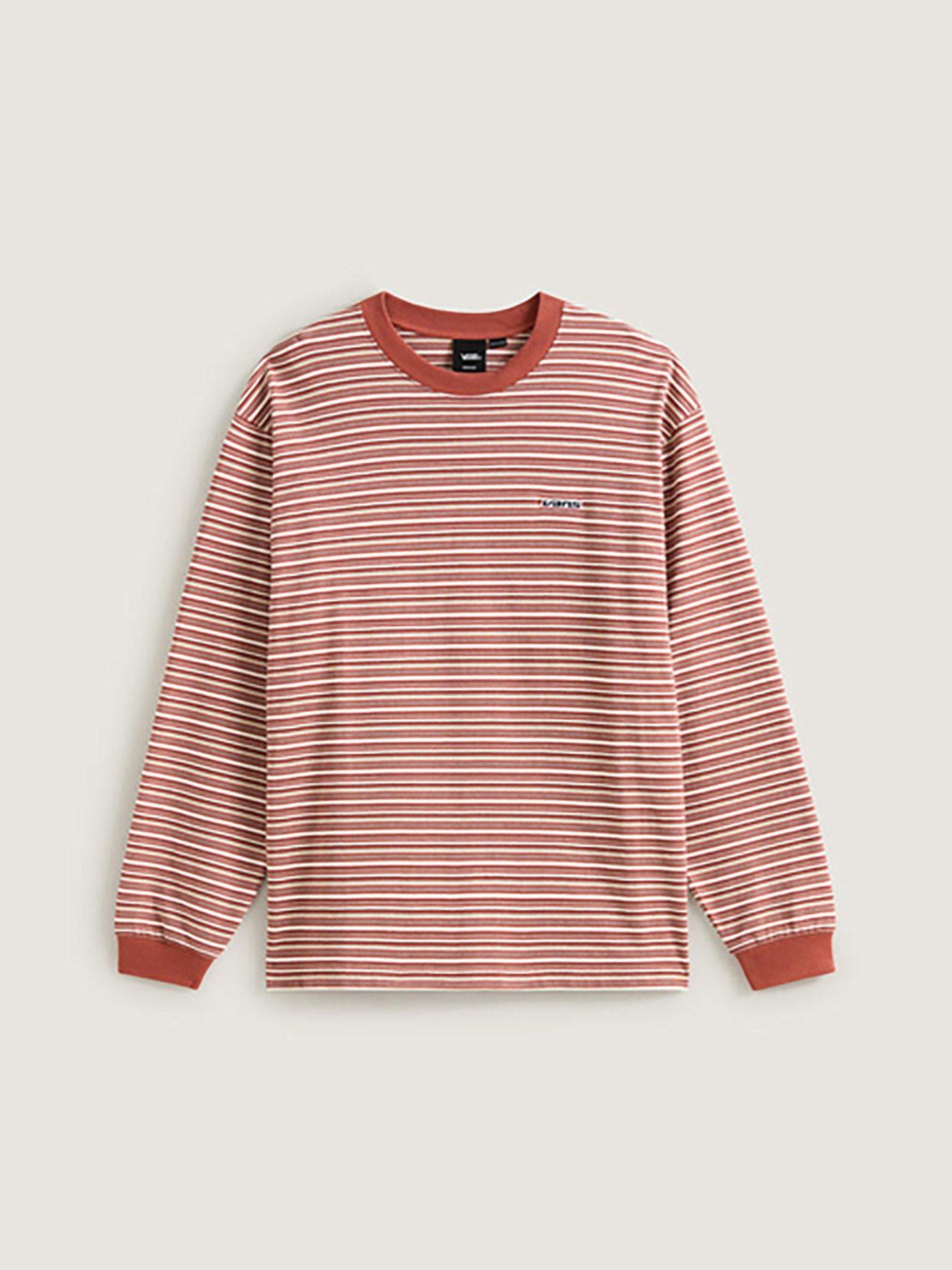  image of vans-mens-wesley-stripe-long-sleeve-knit-top-orange