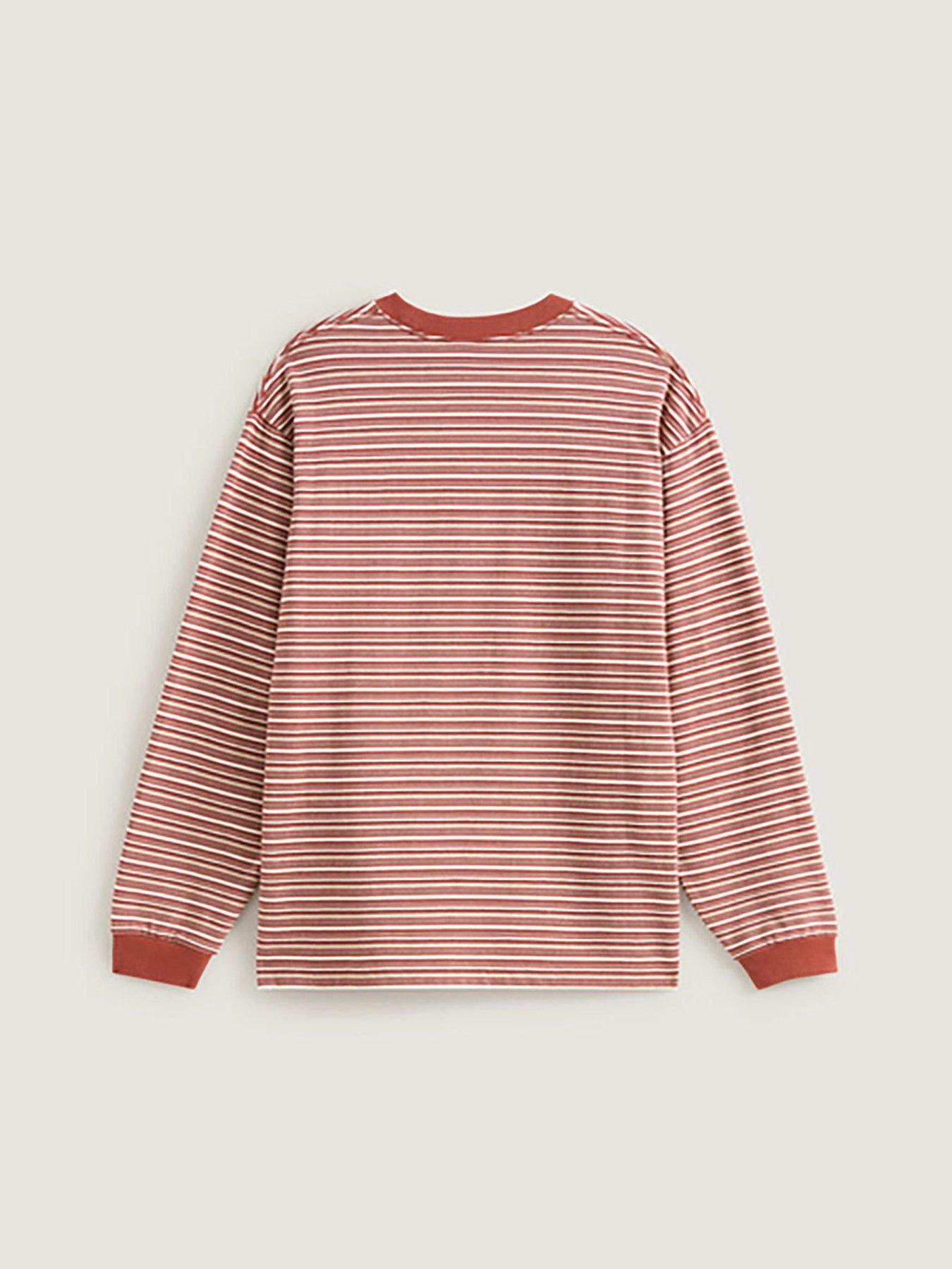  image of vans-mens-wesley-stripe-long-sleeve-knit-top-orange