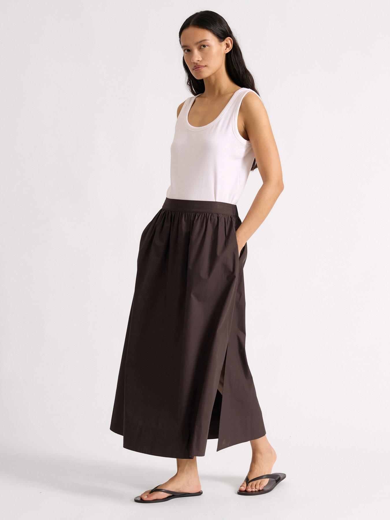 Albaray Cotton Full Skirt - Brown