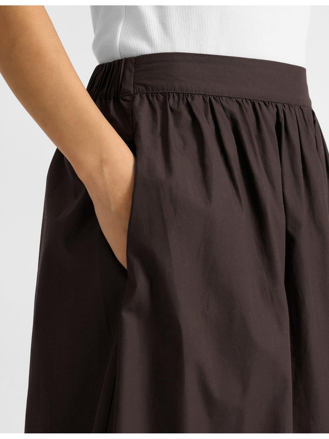 Image 2 of 3 of Albaray Cotton Full Skirt - Brown