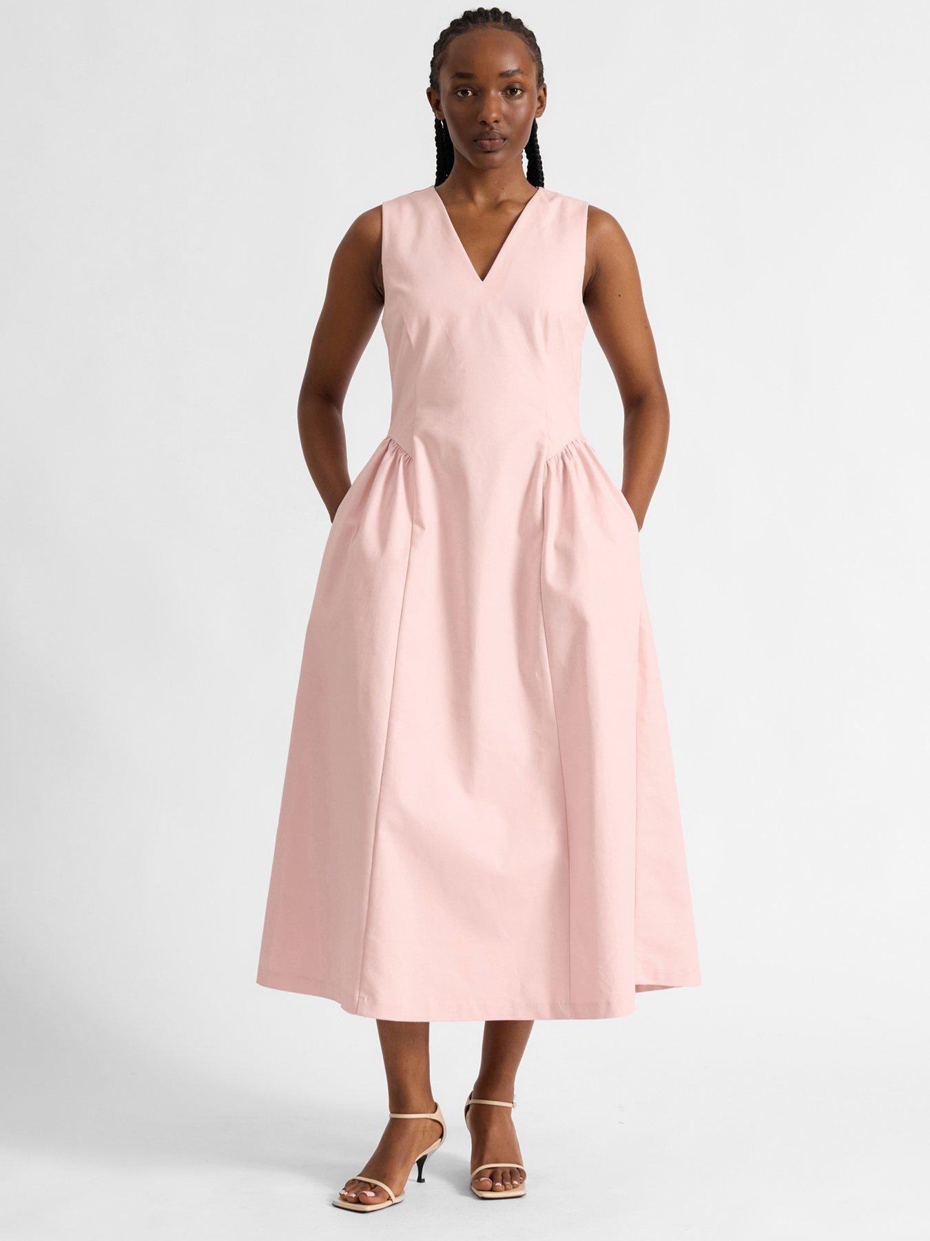 Albaray Cotton Sateen Gathered Side Dress - Pink