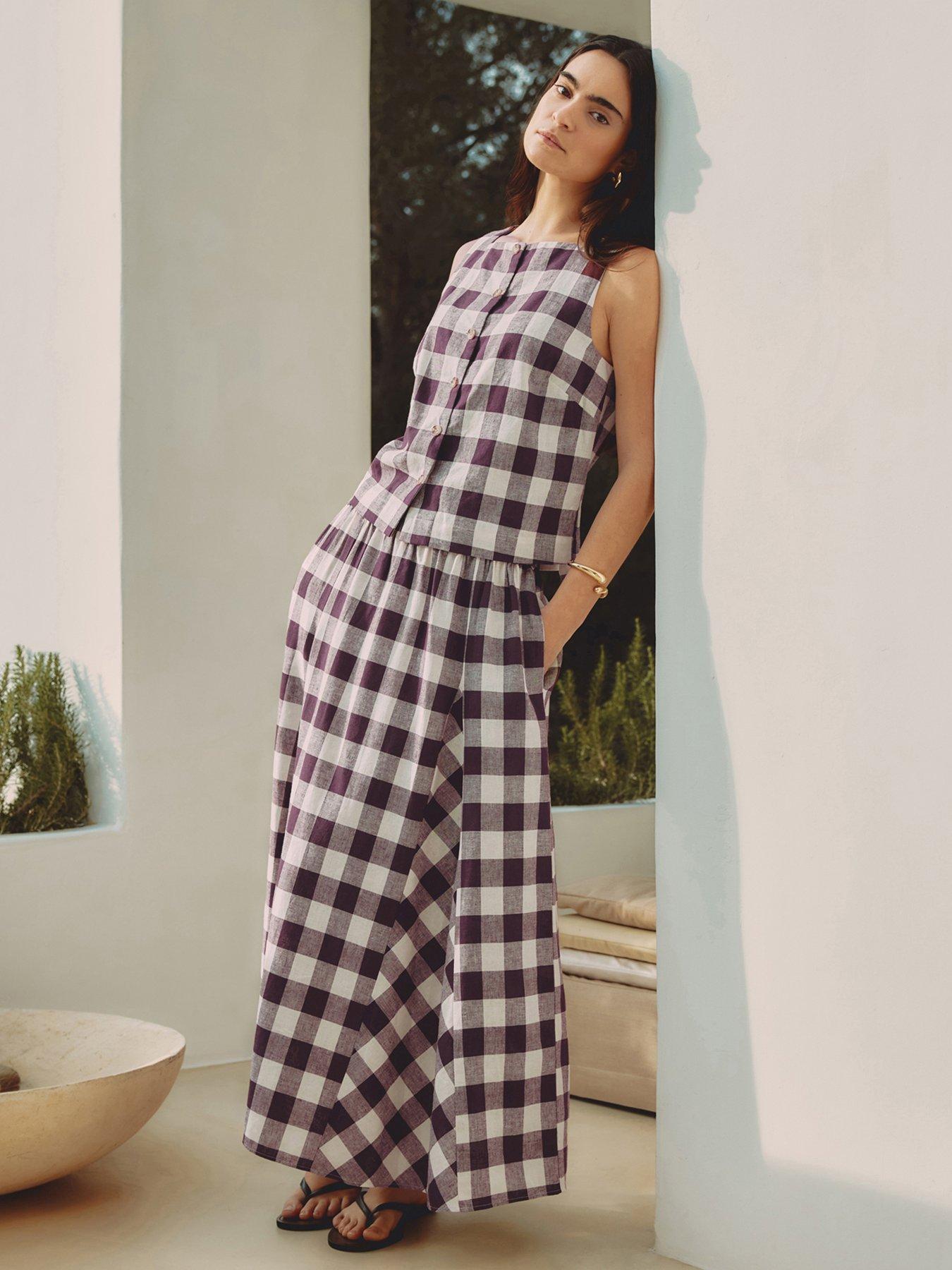 Albaray Burgundy Gingham Skirt - Purple