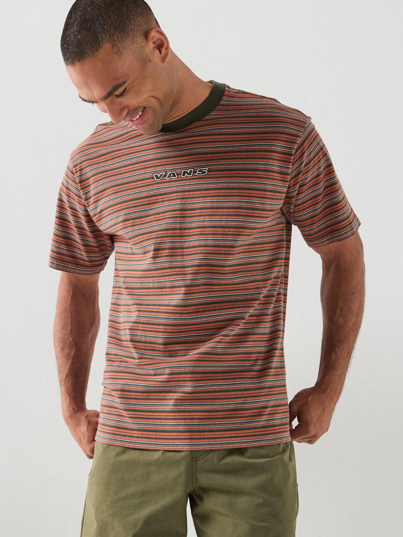 Image 1 of 5 of Vans Mens Cameron Stripe Short Sleeve Knit T-Shirt - Brown