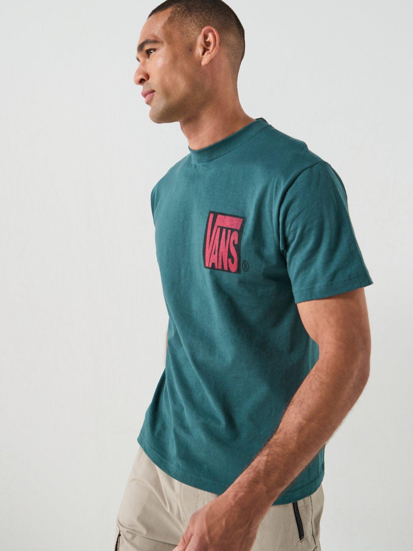 Vans Mens Stretch Stack Crackle Short Sleeve T-Shirt - Green | Littlewoods