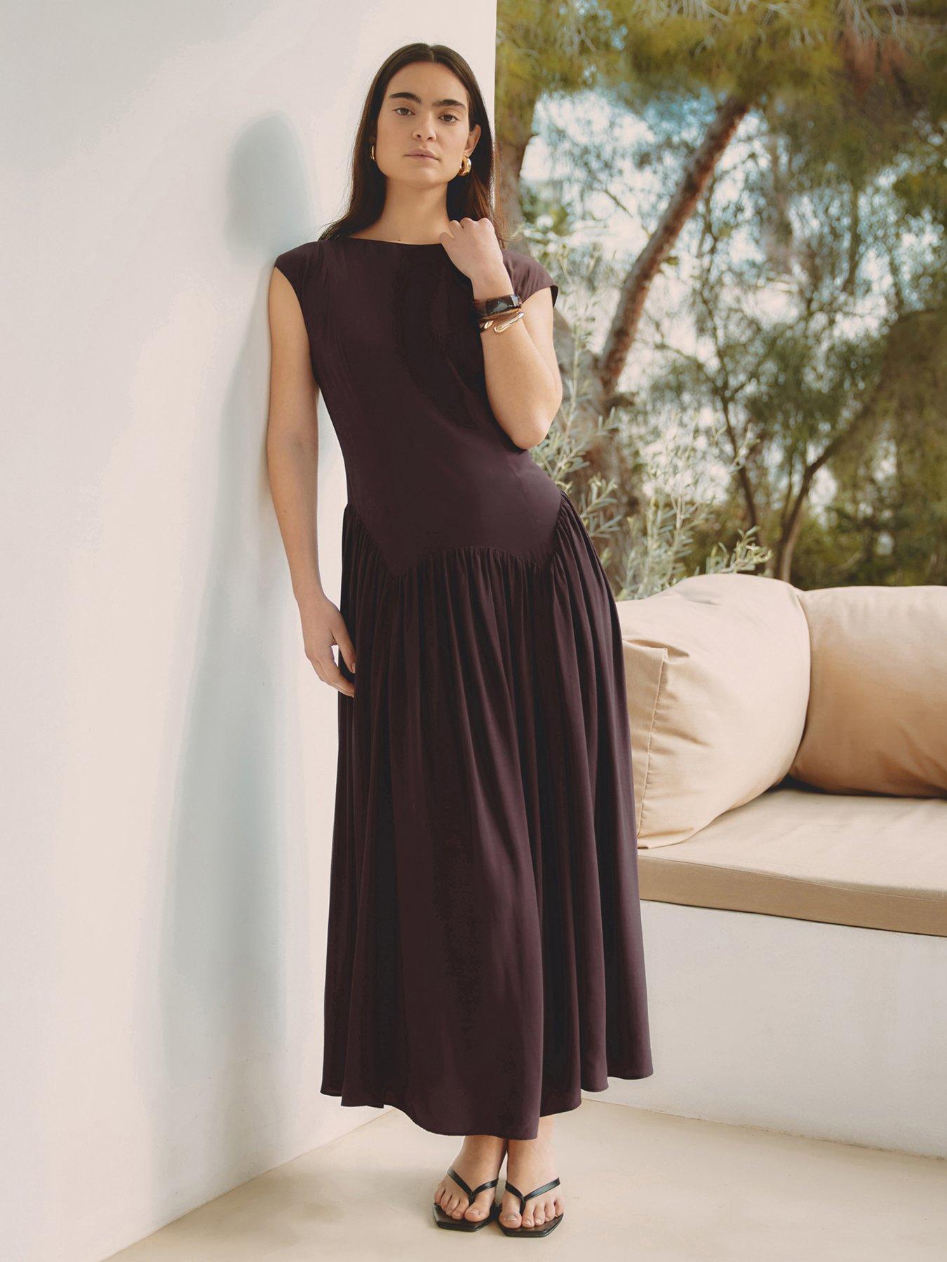 Albaray Dipped Drop Waist Maxi Dress - Brown