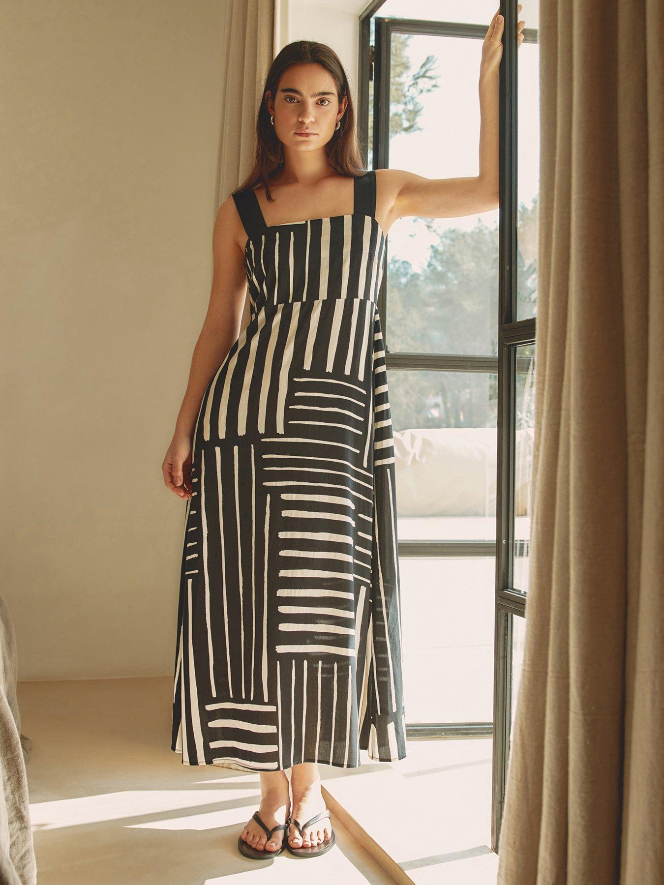 Albaray Iconic Patchwork Stripe Dress - Black/Cream