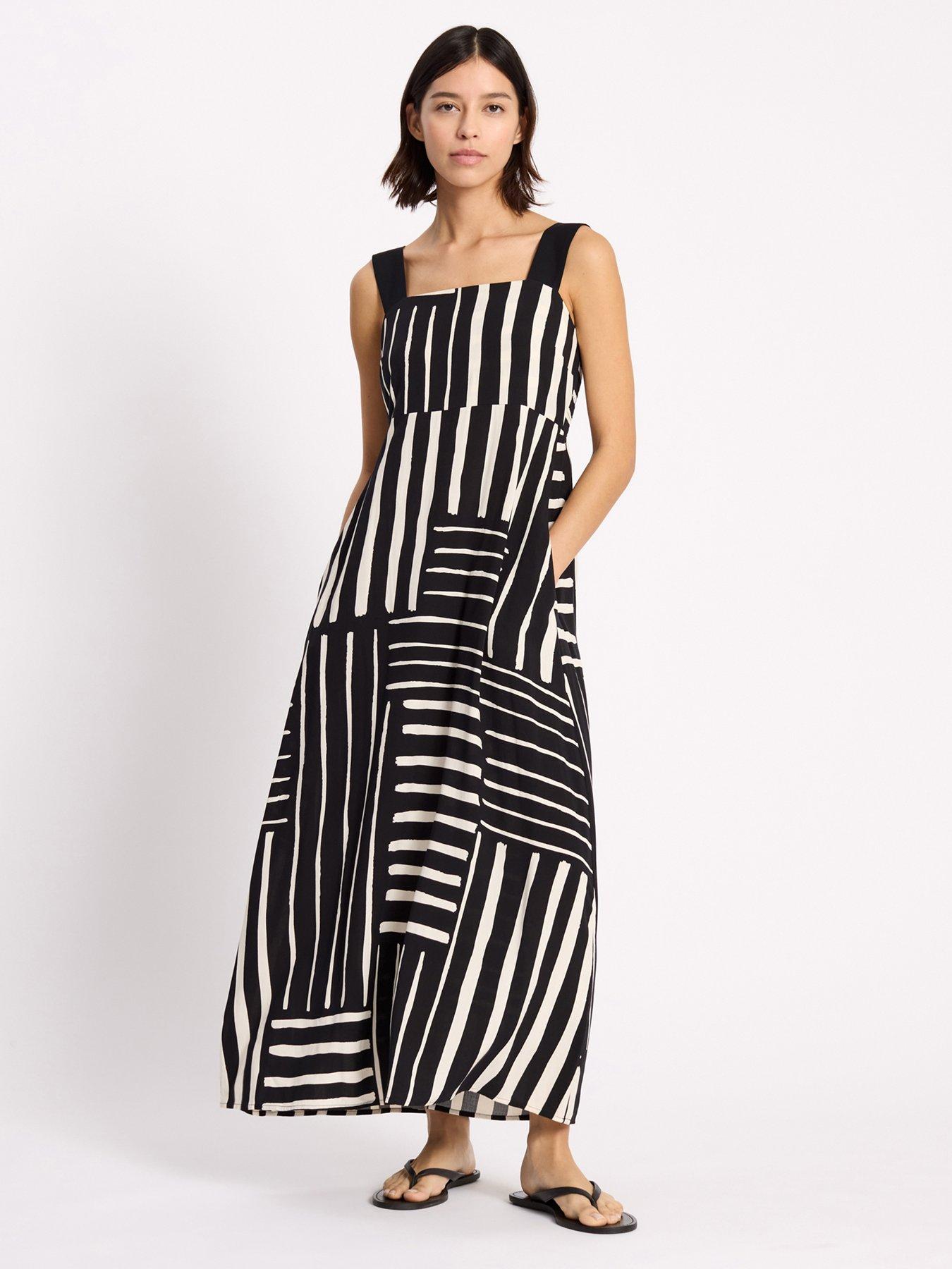 Image 5 of 6 of Albaray Iconic Patchwork Stripe Dress - Black/Cream