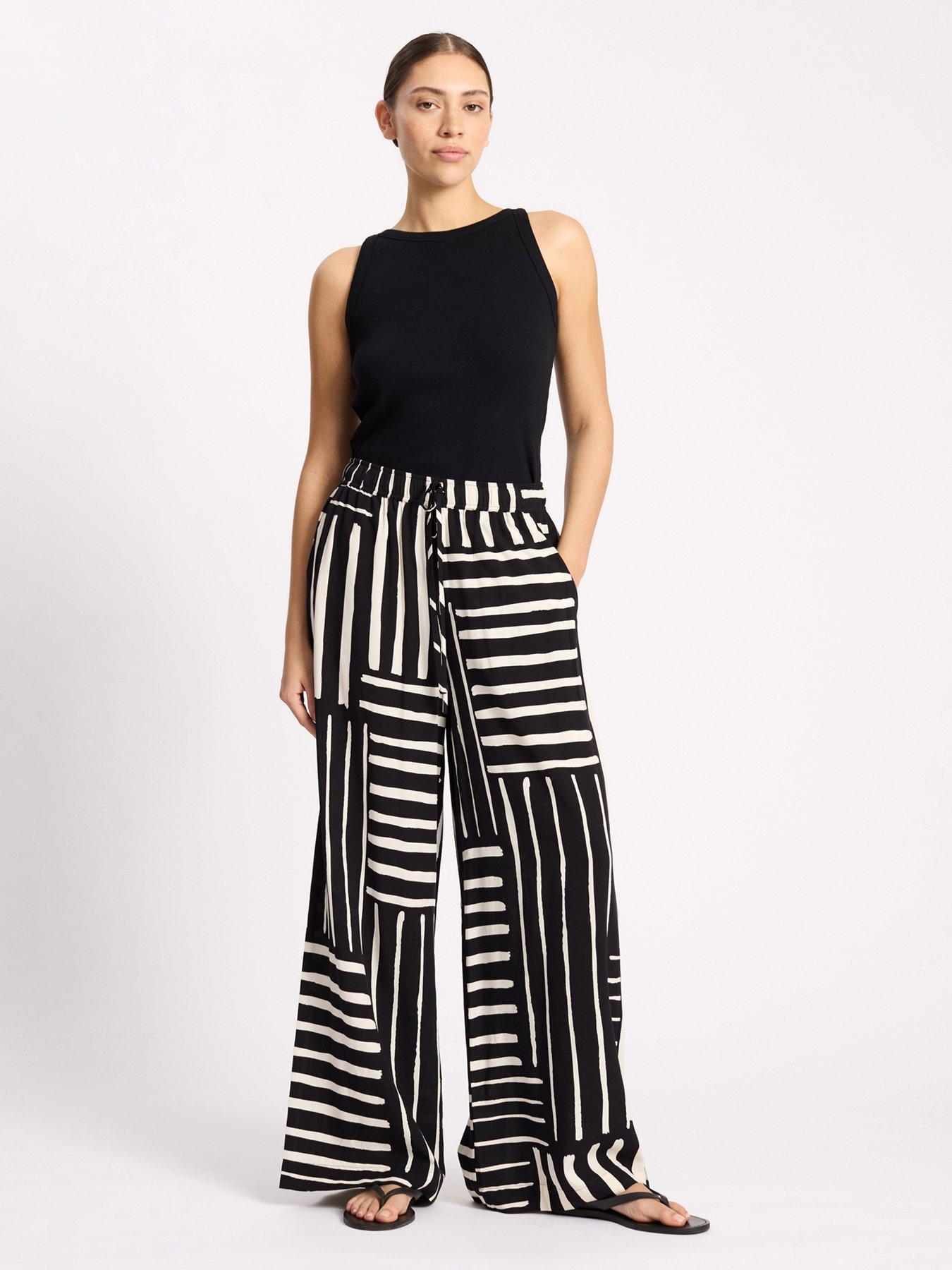 Albaray Patchwork Stripe Trouser - Black