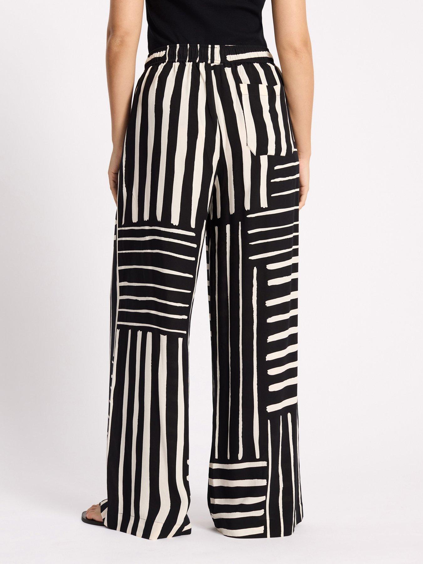 Image 2 of 4 of Albaray Patchwork Stripe Trouser - Black