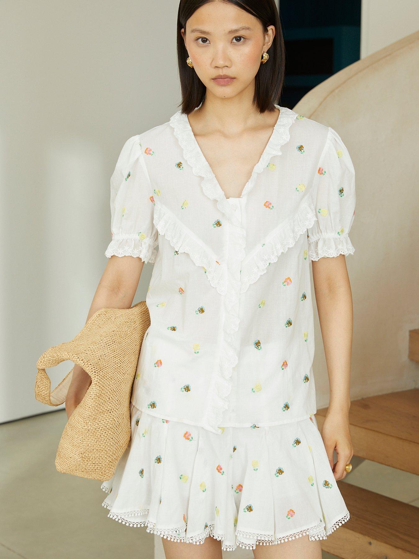 Image 2 of 3 of Jovanna Iveta Embroidered Blouse - White