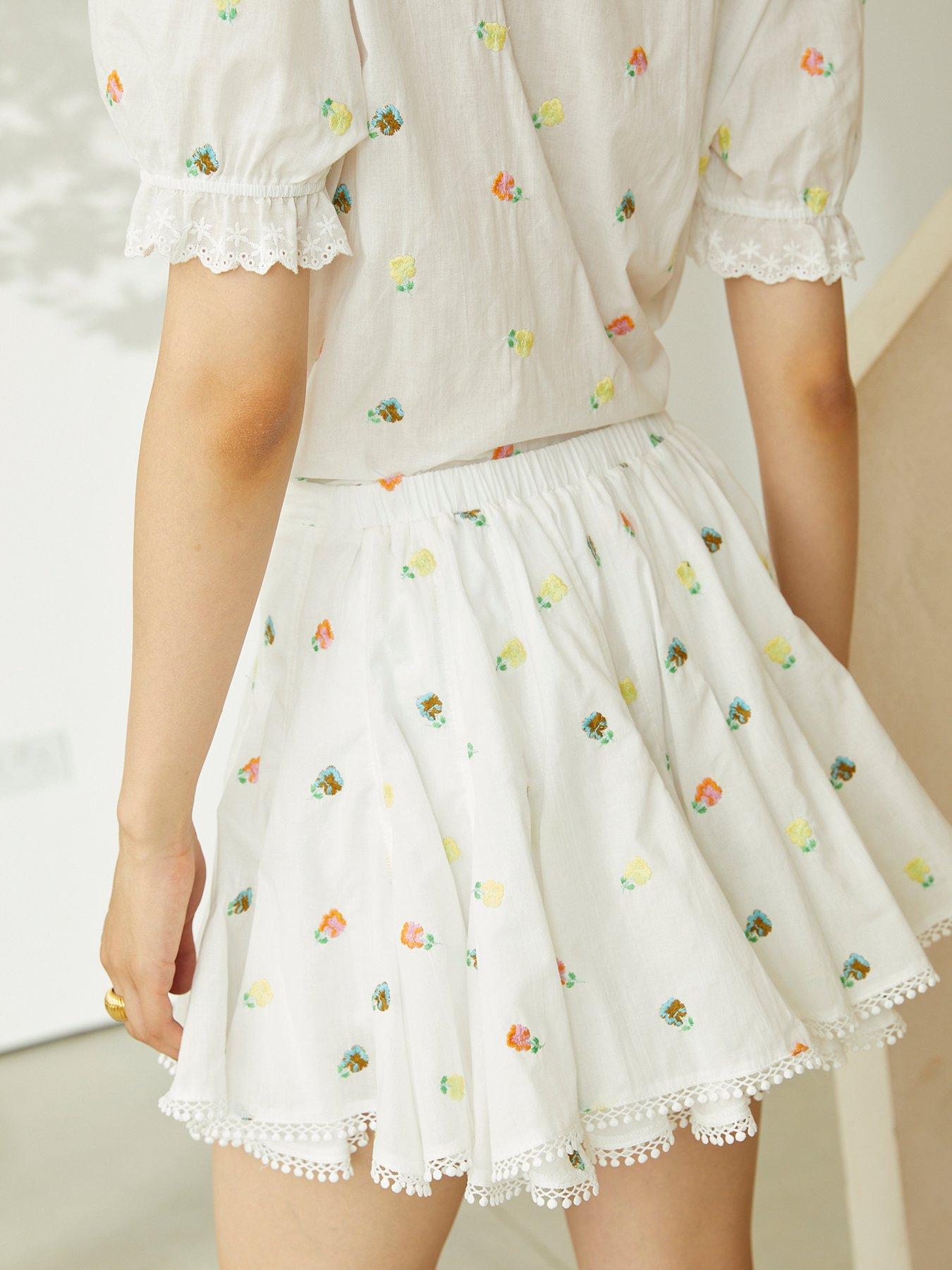 Image 3 of 3 of Jovonna London Mediaslide Embroidered Mini Skirt - White