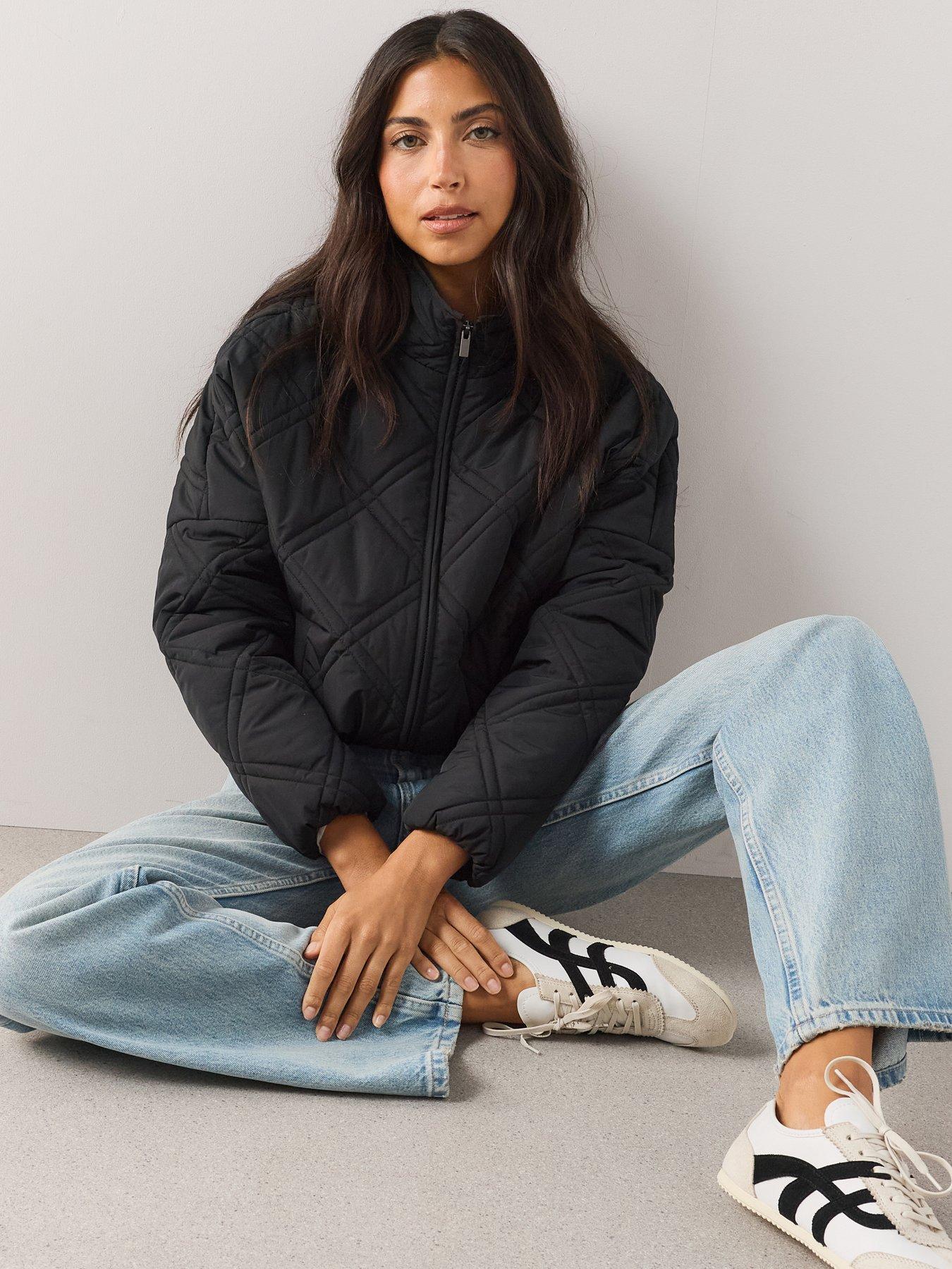 The Very Collection Lightweight Quilted Bomber Jacket - Black