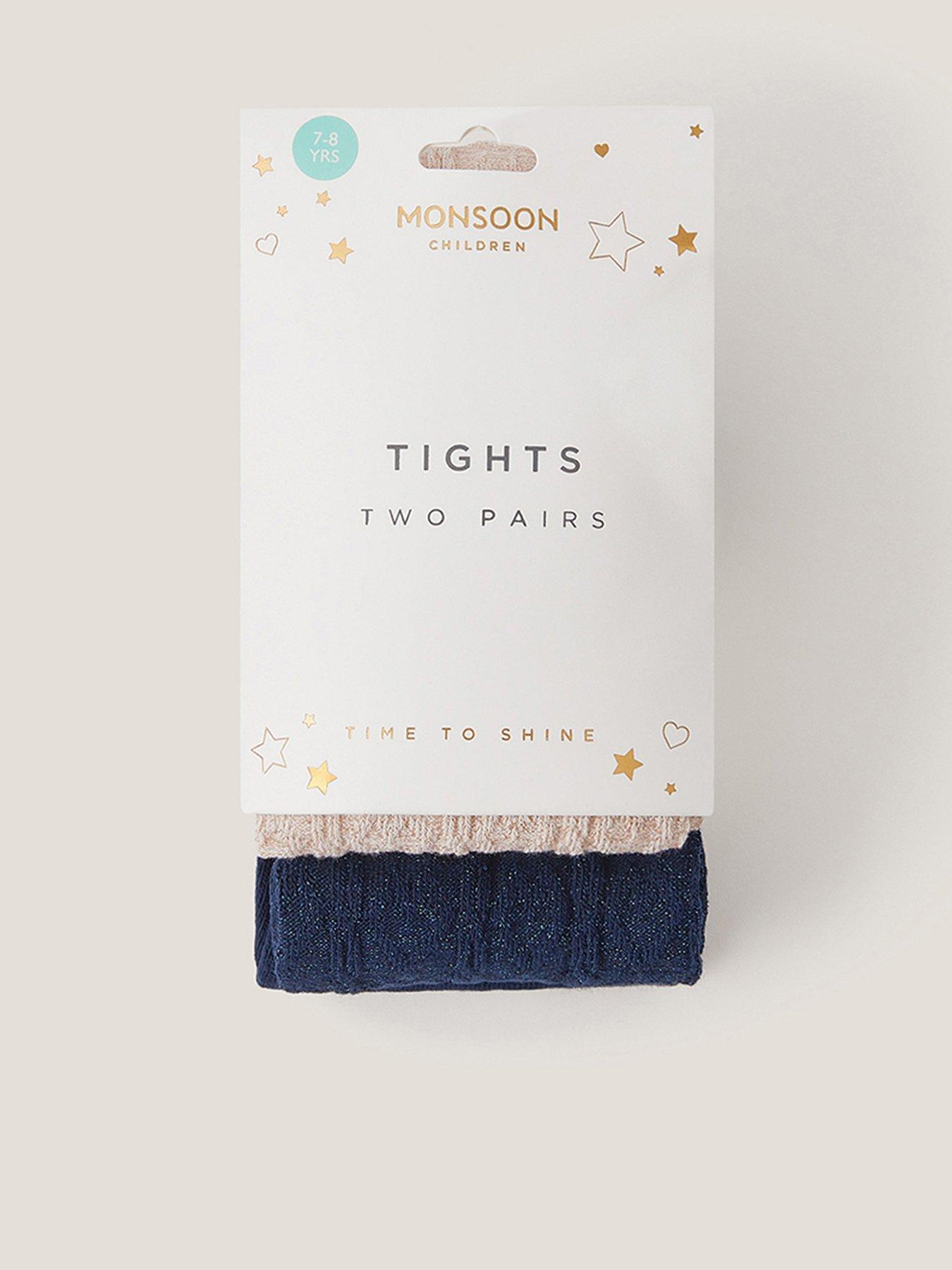  image of monsoon-girls-2-pack-cable-heart-tights-multi