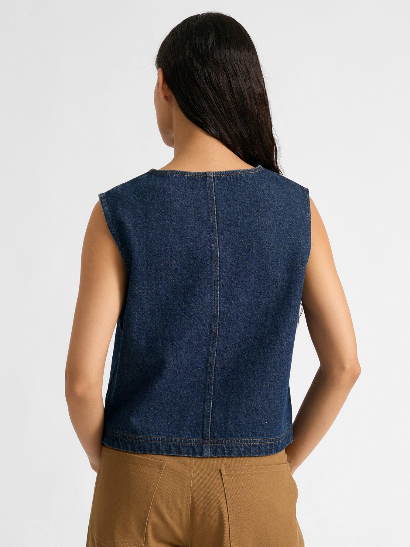  image of albaray-denim-pocket-waistcoat-blue