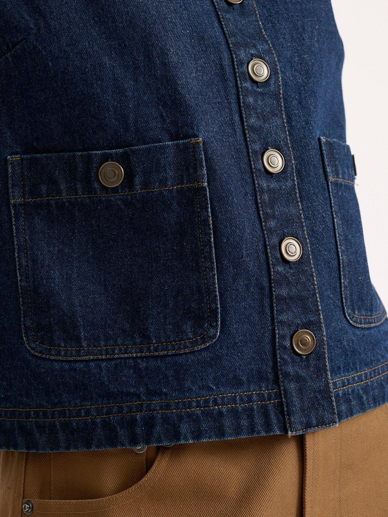  image of albaray-denim-pocket-waistcoat-blue