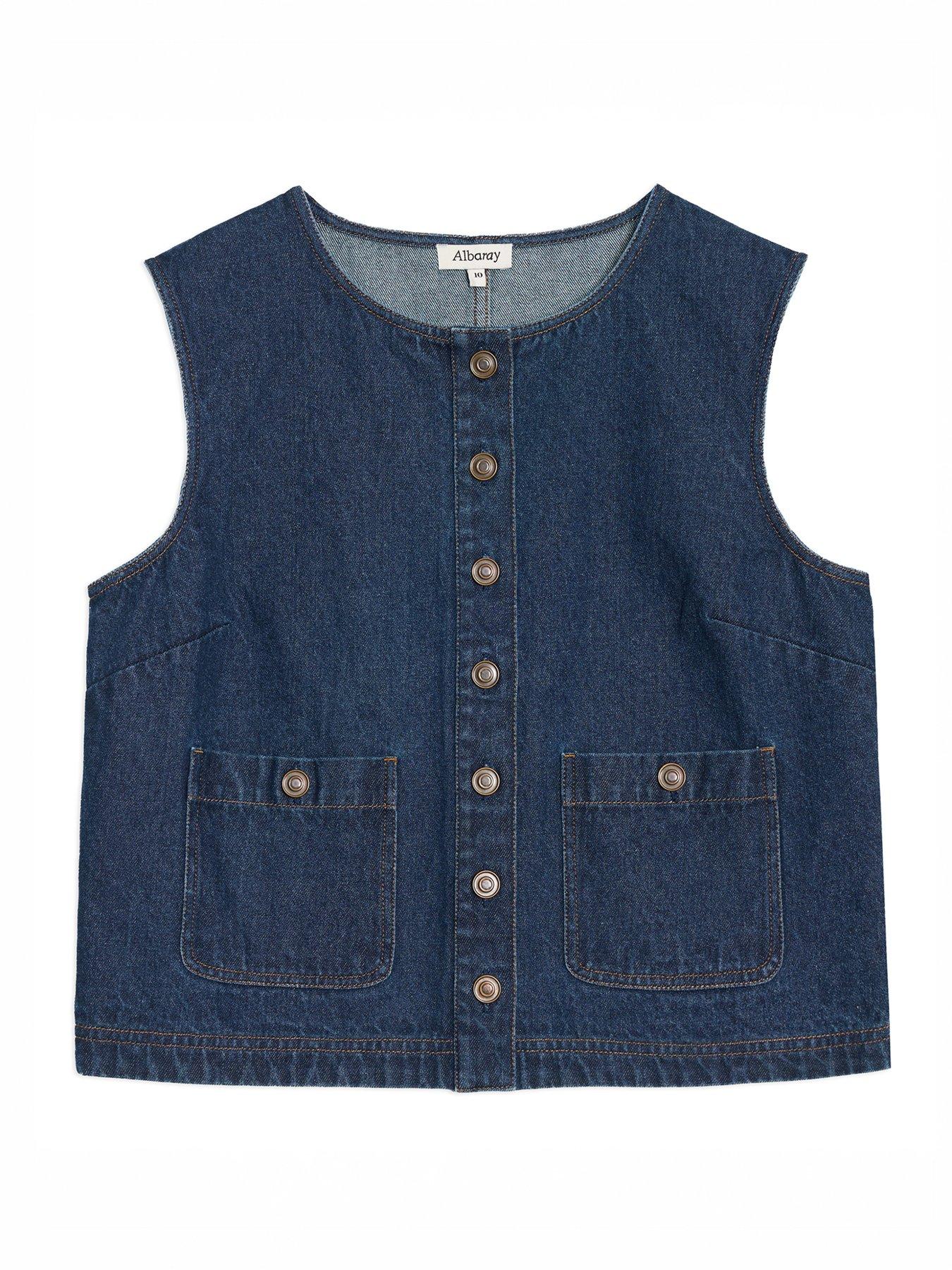  image of albaray-denim-pocket-waistcoat-blue