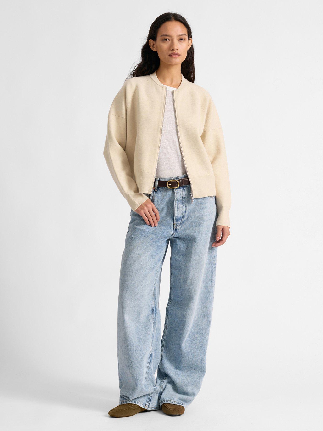  image of albaray-knitted-bomber-jacket-cream