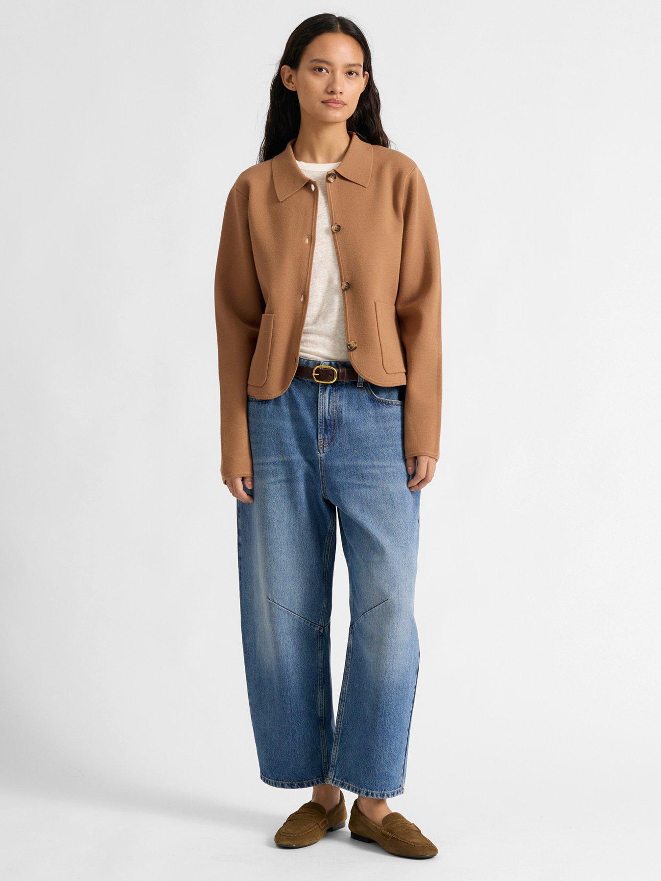 front image of albaray-compact-knit-jacket-beige