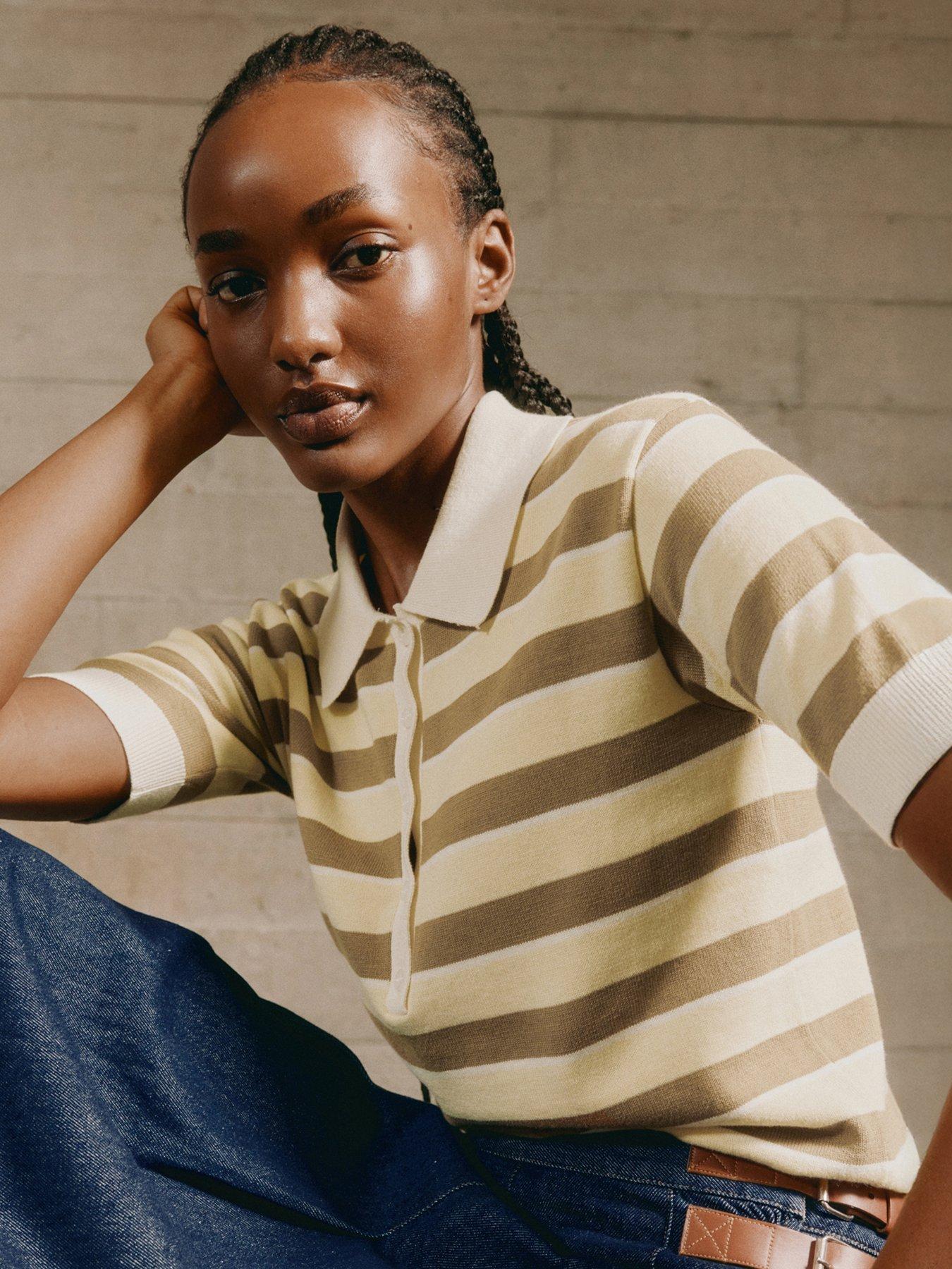 Albaray Lemon  &  Camel Stripe Polo