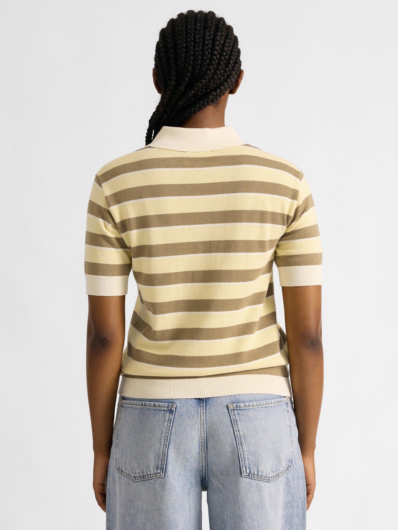  image of albaray-lemon-amp-camel-stripe-polo-yellow