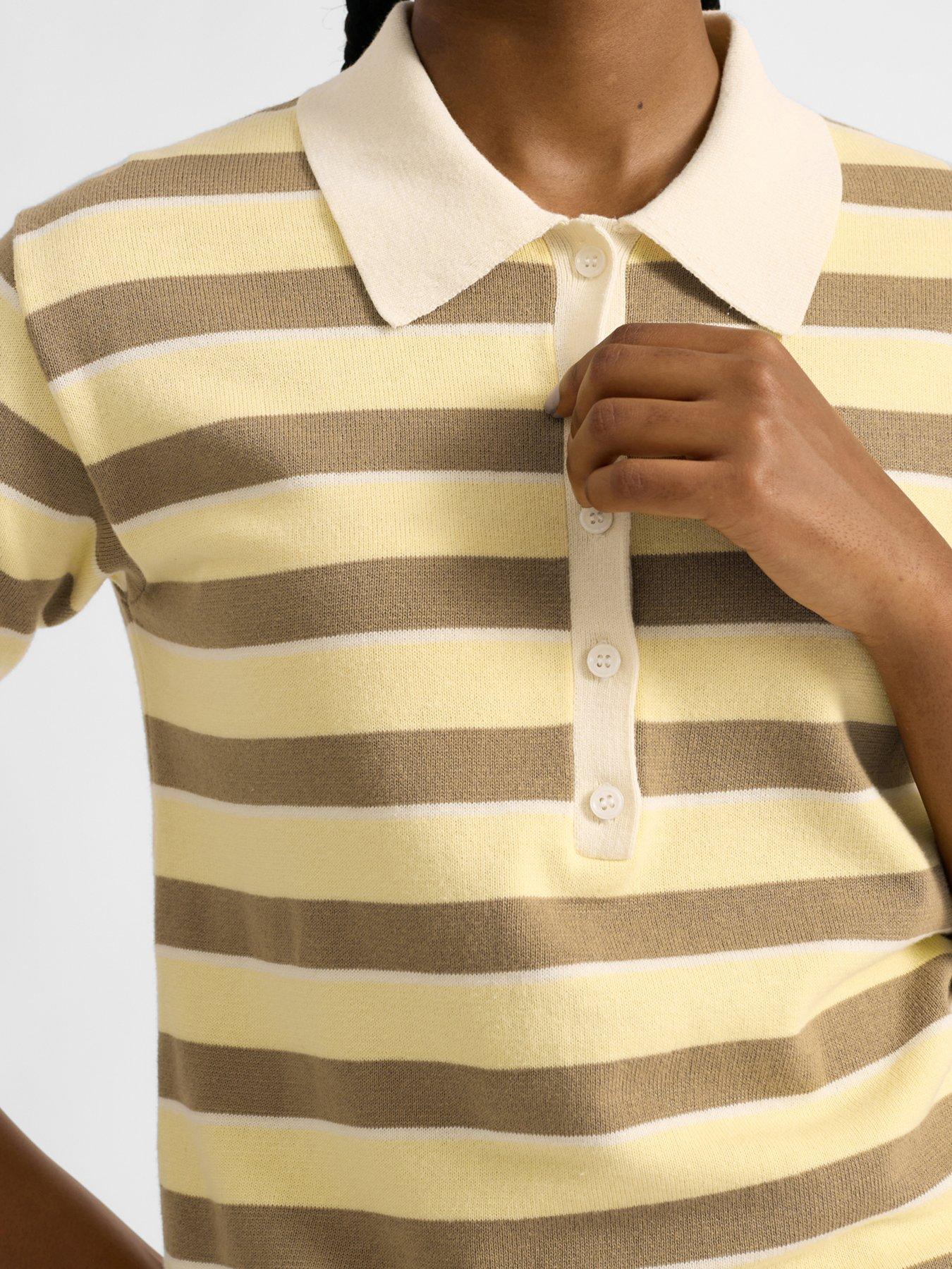  image of albaray-lemon-amp-camel-stripe-polo-yellow