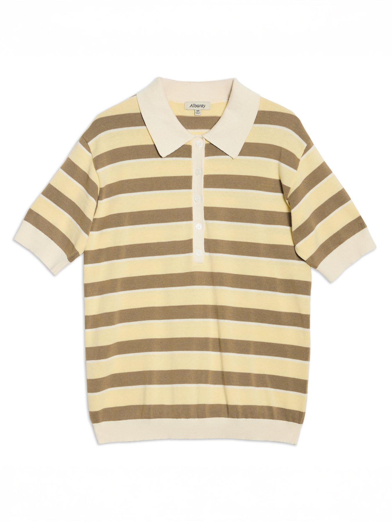  image of albaray-lemon-amp-camel-stripe-polo-yellow