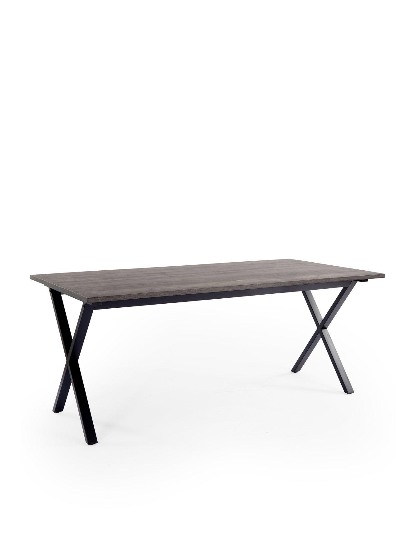 Image 3 of 6 of The Very Collection Harlem 180cm Black Oak Dining Table &amp; 4 Nina Light Grey Chairs