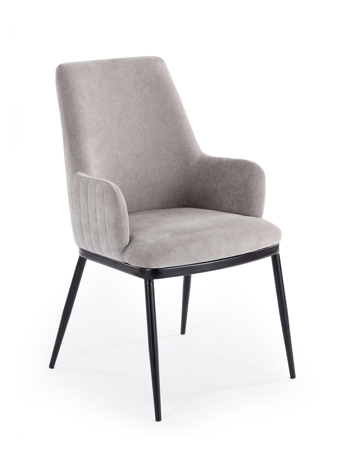 Image 5 of 6 of The Very Collection Harlem 180cm Black Oak Dining Table &amp; 4 Nina Light Grey Chairs