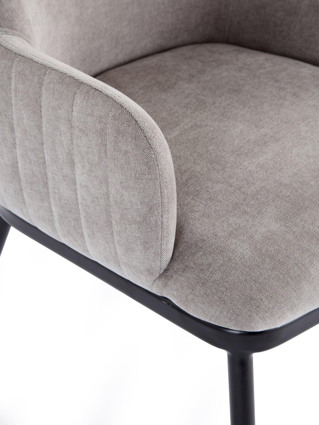 Image 6 of 6 of The Very Collection Harlem 180cm Black Oak Dining Table &amp; 4 Nina Light Grey Chairs