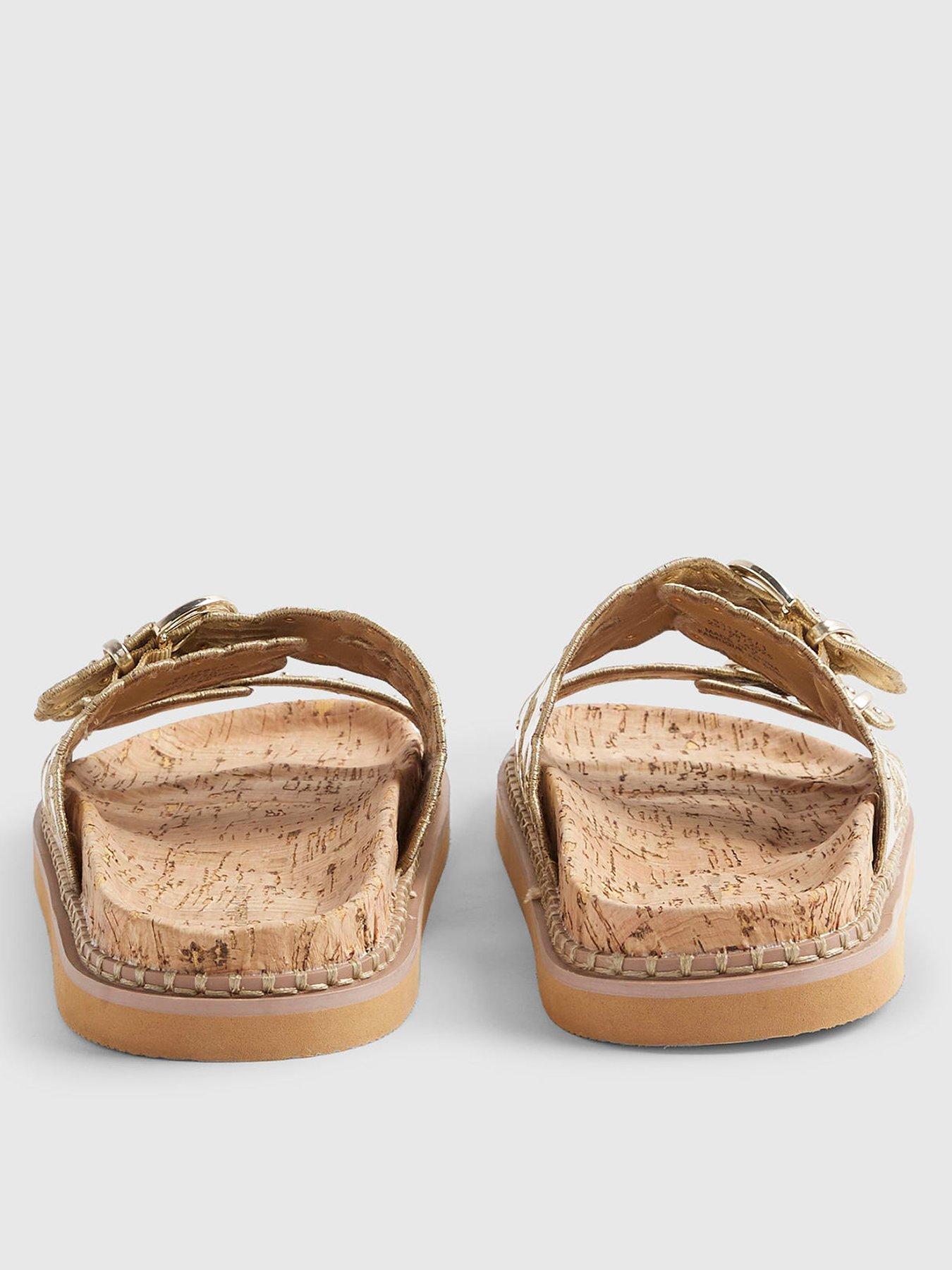  image of river-island-double-scallop-strap-sandals-gold