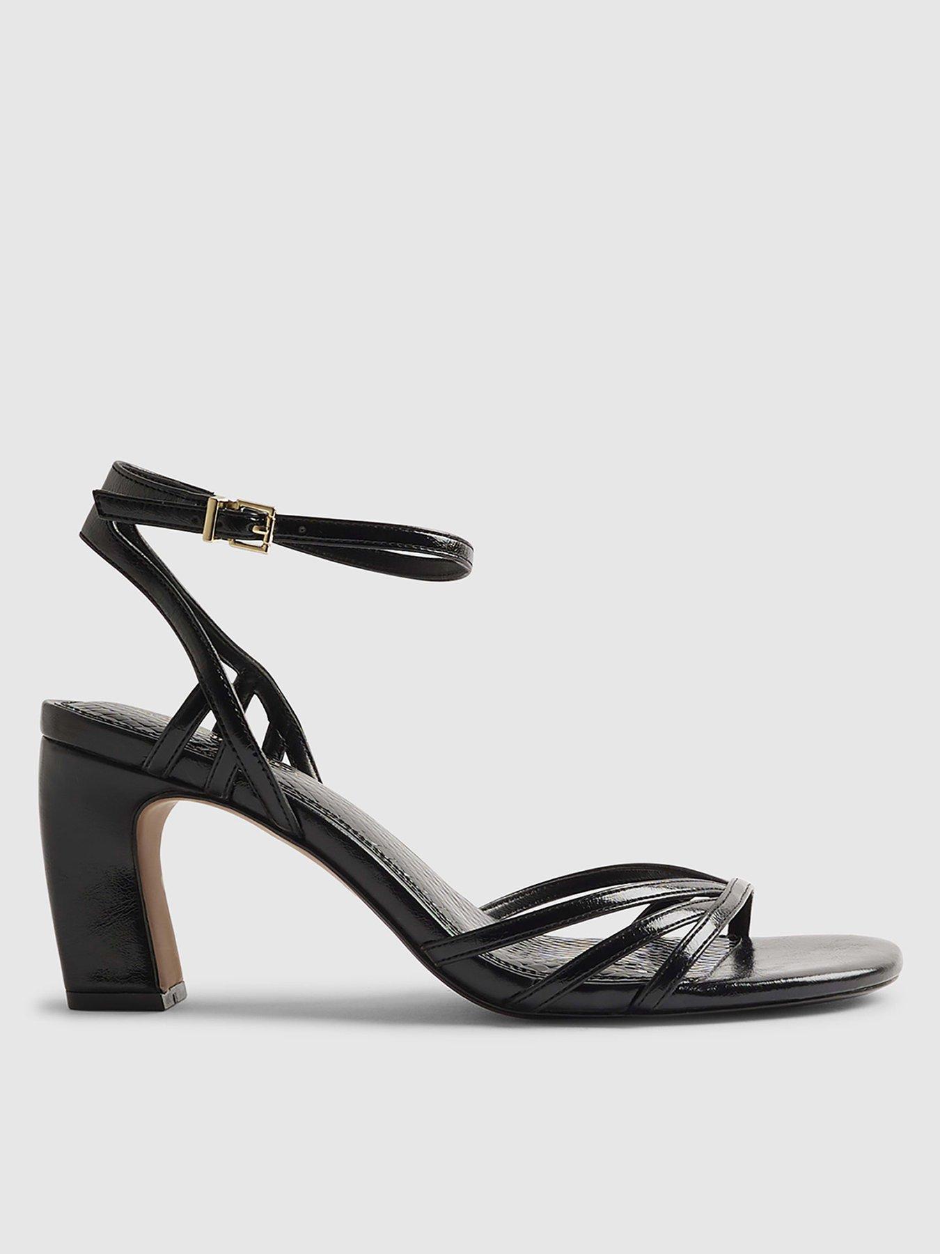 Image 1 of 5 of River Island Caged Heeled Sandals - Black