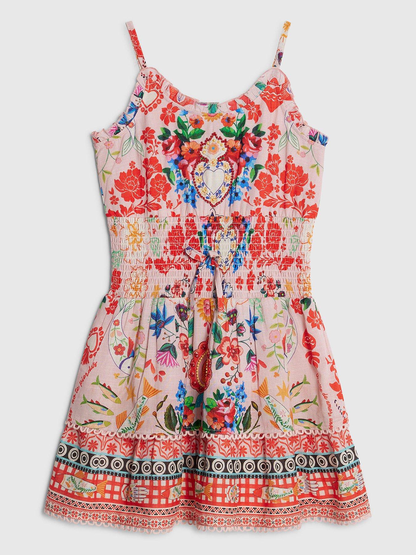 River Island Older Girls Mexicana Floral Mini Beach Dress - Pink