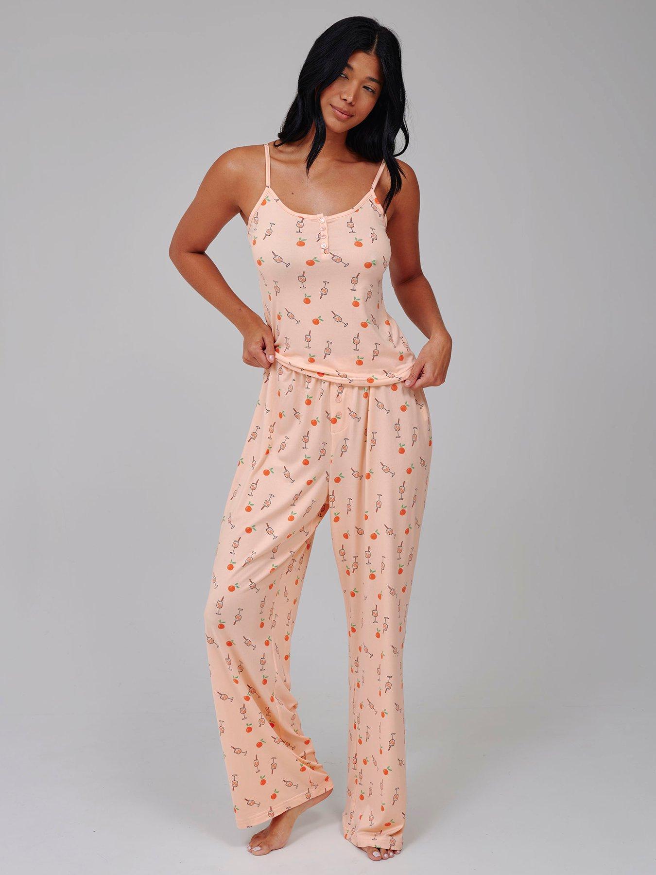 Image 1 of 4 of Loungeable Cocktail Cami And Trouser Pyjama Set - Orange