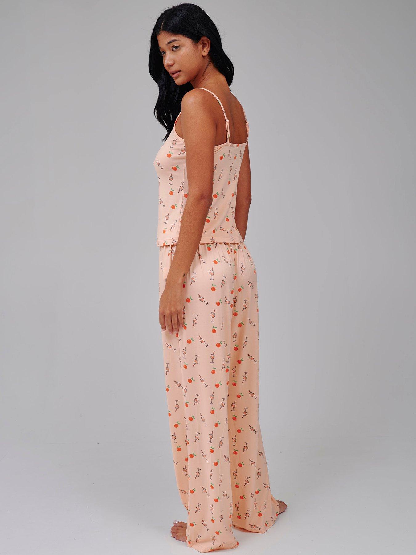 Image 4 of 4 of Loungeable Cocktail Cami And Trouser Pyjama Set - Orange