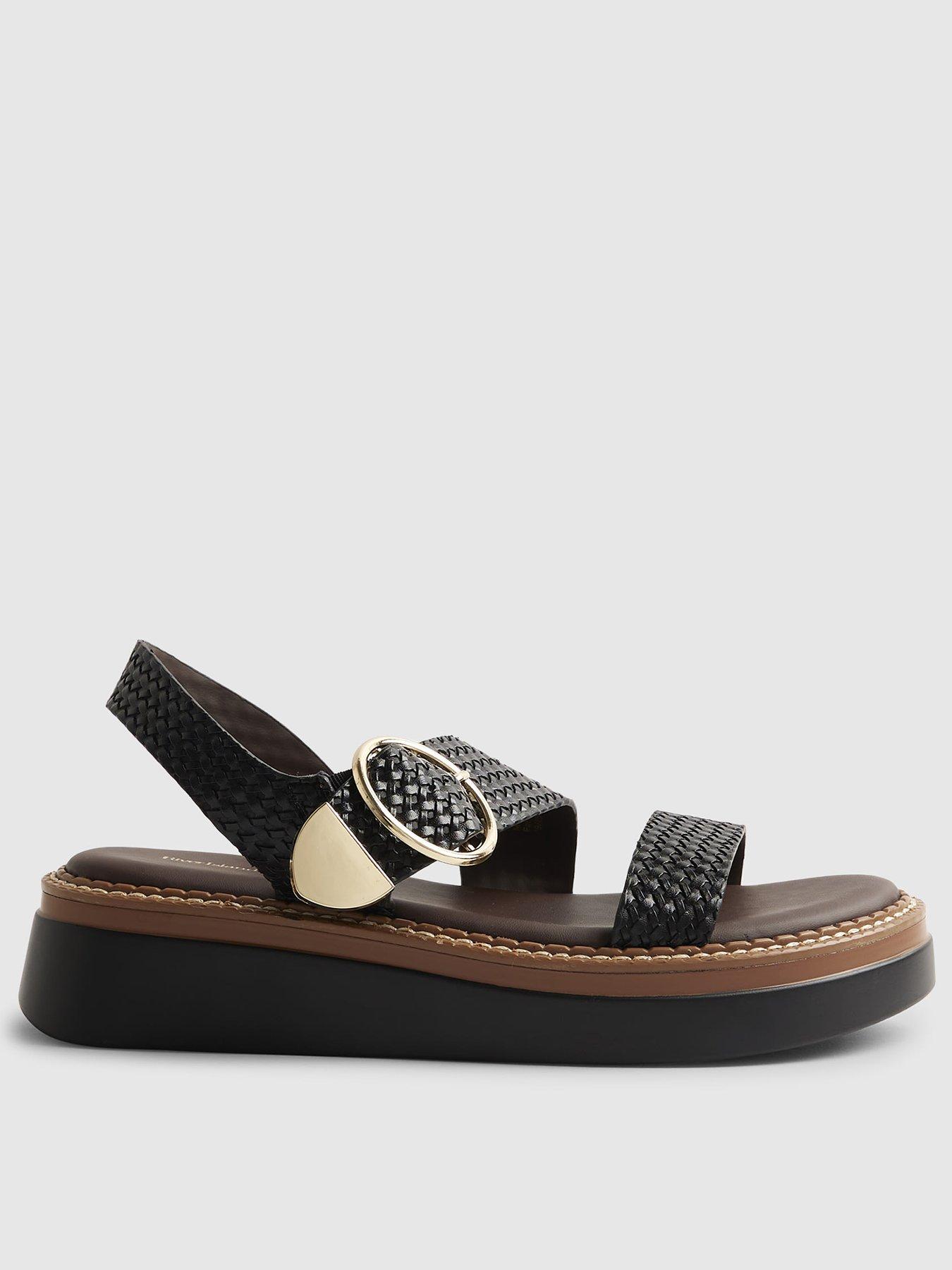 Image 2 of 6 of River Island Two Part Ring Buckle Flatform - Black