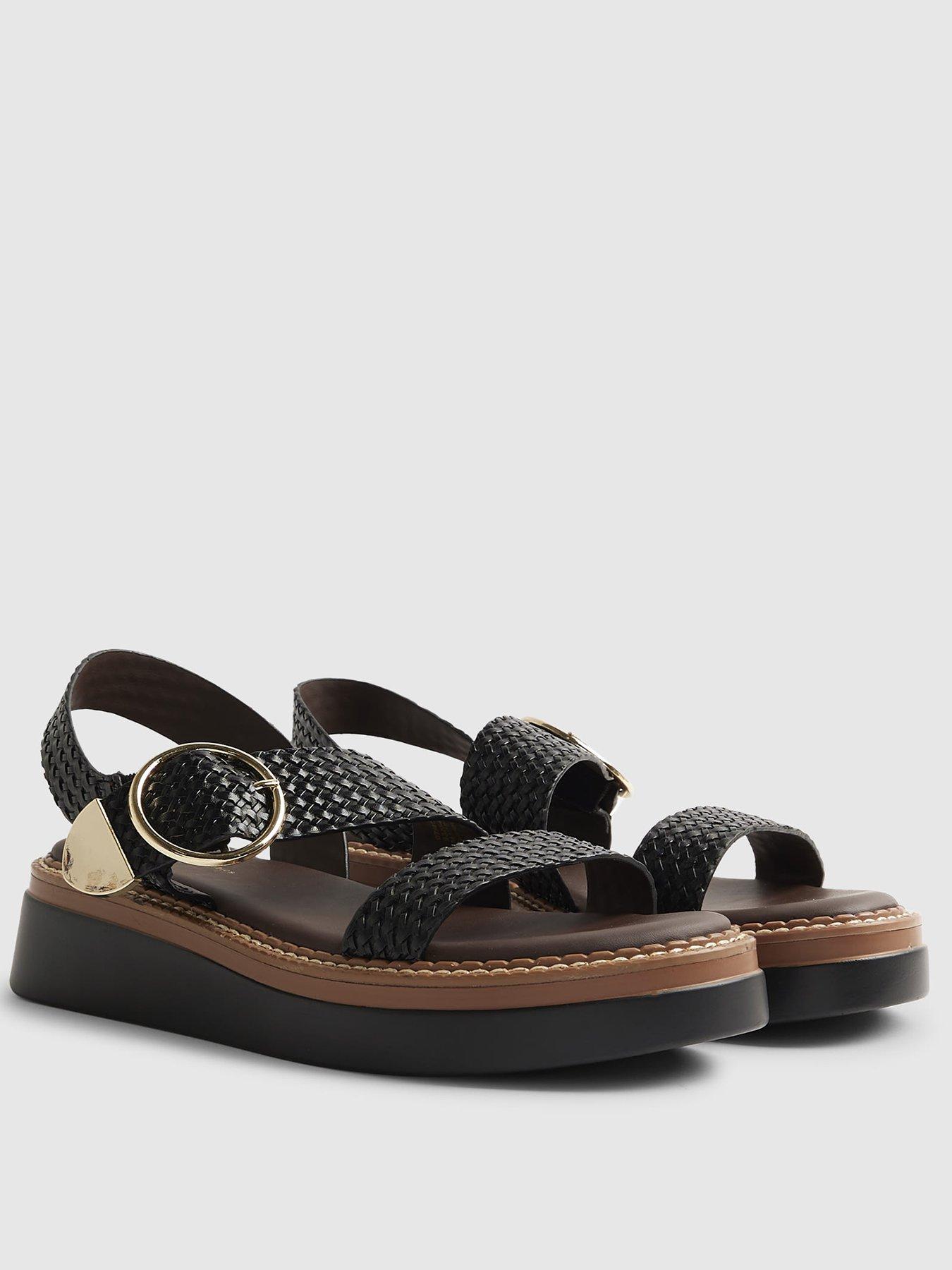 Image 3 of 6 of River Island Two Part Ring Buckle Flatform - Black