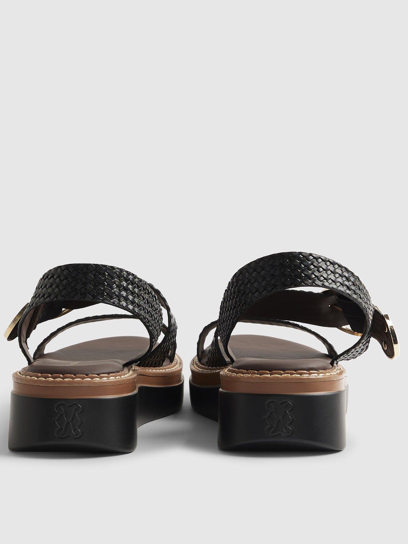 Image 4 of 6 of River Island Two Part Ring Buckle Flatform - Black