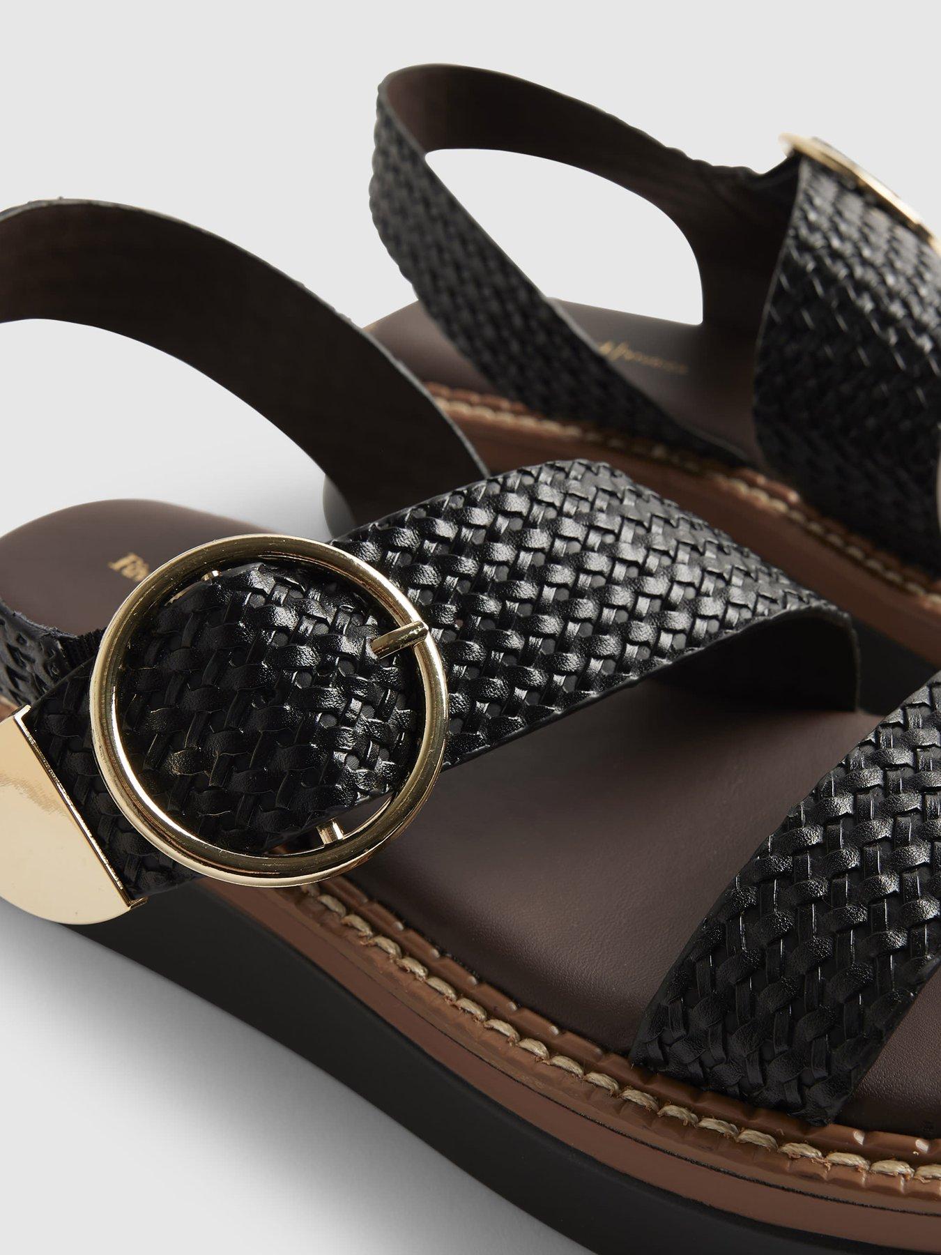Image 6 of 6 of River Island Two Part Ring Buckle Flatform - Black