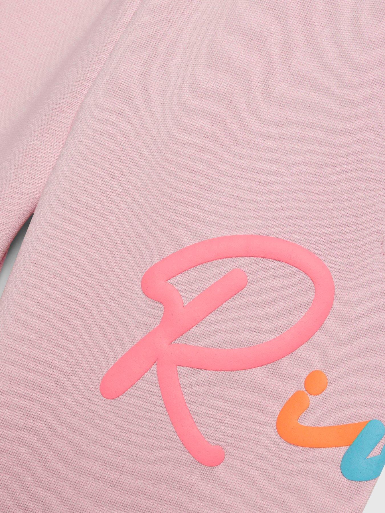  image of river-island-mini-girls-branded-script-sweatshirt-set-pink