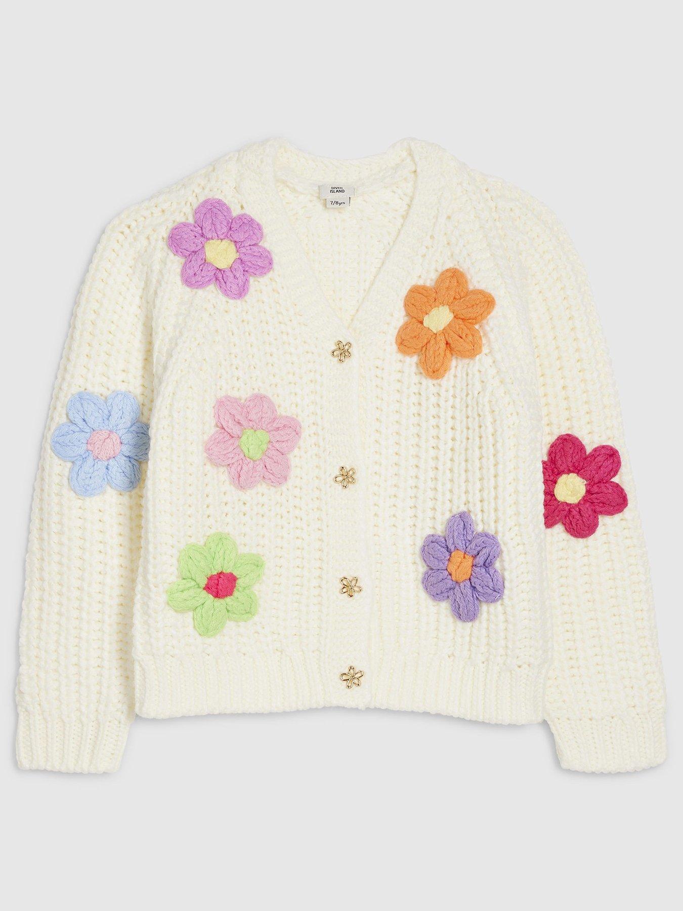 river-island-older-girls-knitted-flower-cardigan-cream