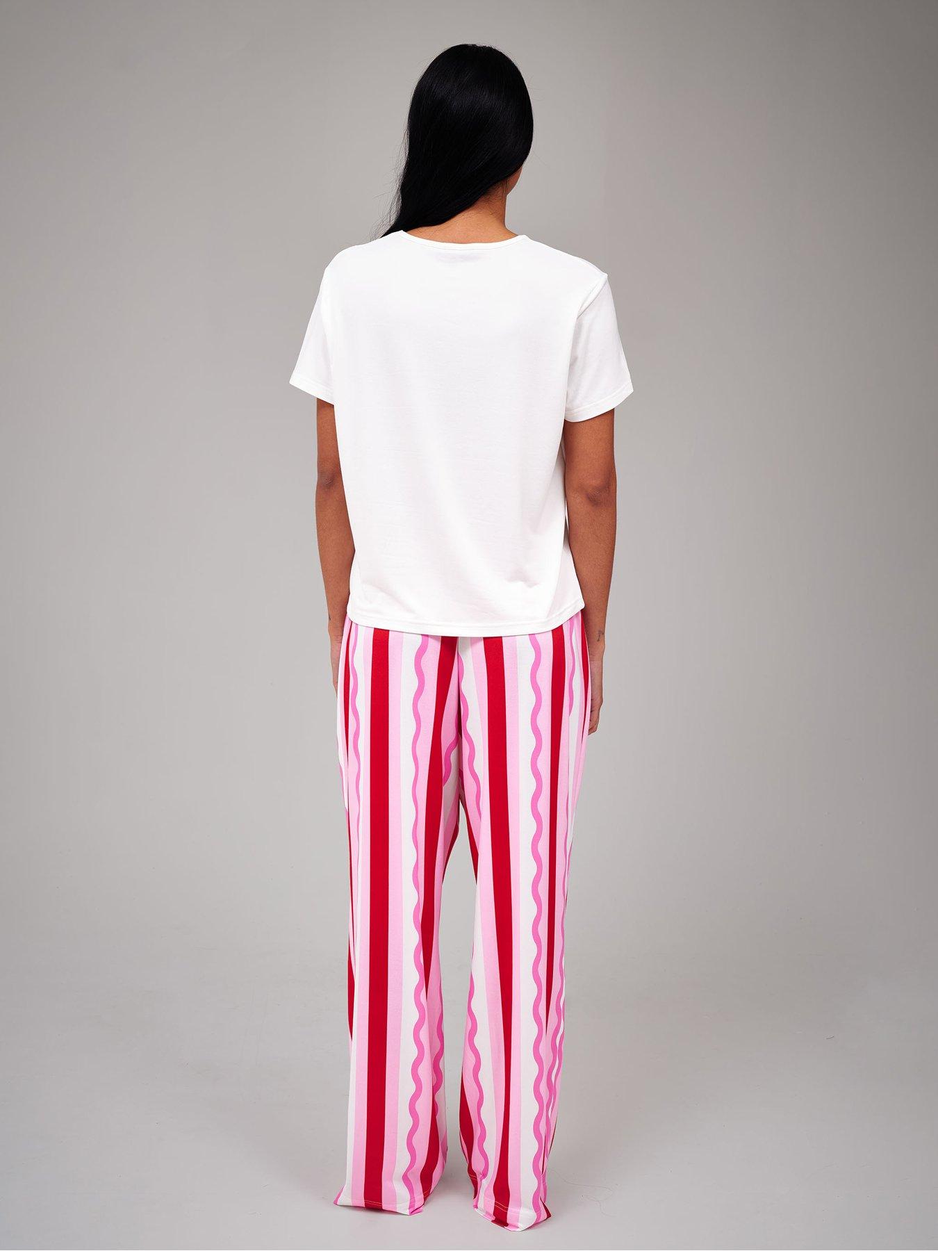 Image 3 of 4 of Loungeable Please Leave Printed Tee PJ Set - Pink