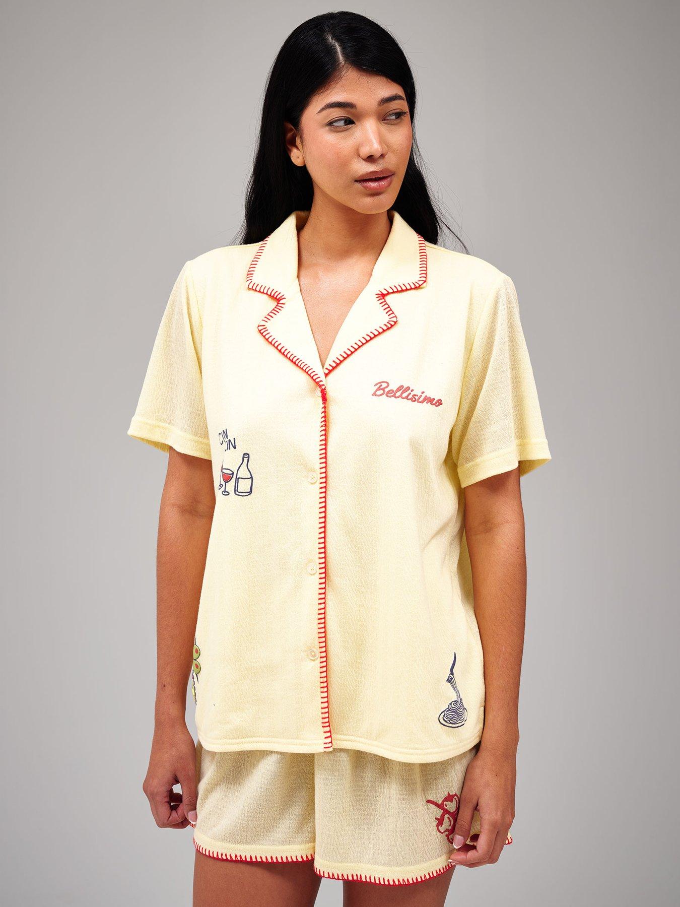 Image 2 of 5 of Loungeable Bellissimo Short Sleeve And Short Pyjama Set - Yellow