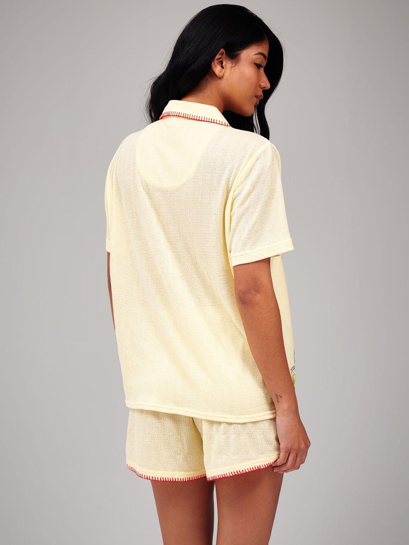 Image 5 of 5 of Loungeable Bellissimo Short Sleeve And Short Pyjama Set - Yellow