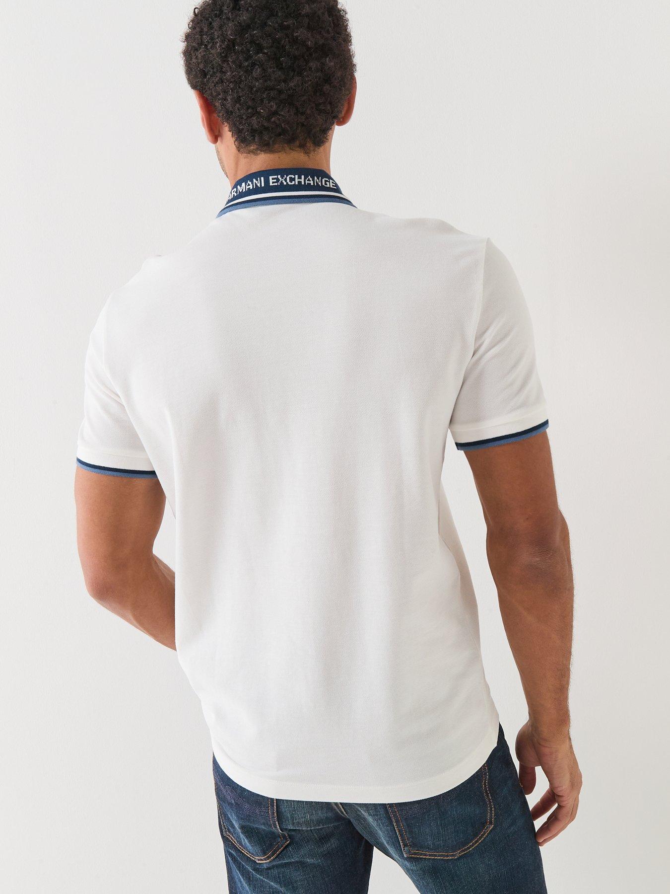 Image 2 of 6 of Armani Exchange Logo Collar Polo Shirt - Off White