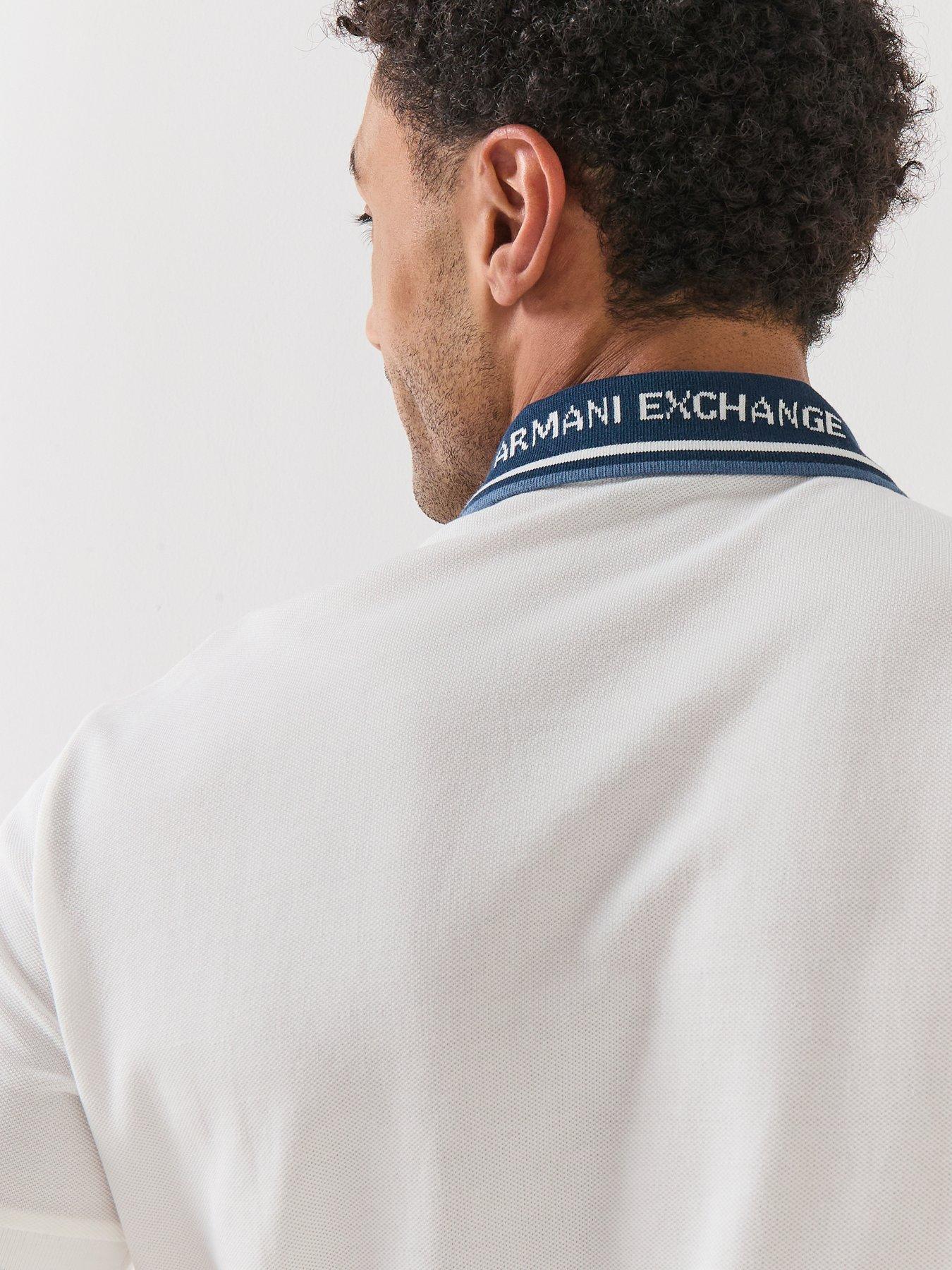Image 4 of 6 of Armani Exchange Logo Collar Polo Shirt - Off White